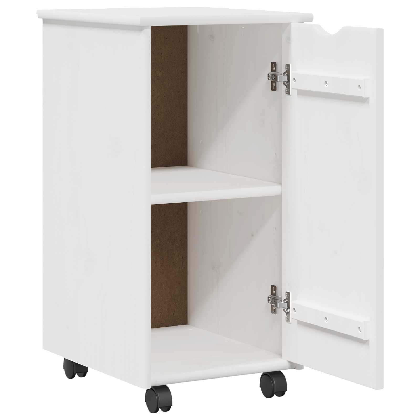 Rollschrank Mit Rad Weiß 34 x 39 x 65,5 cm Massivholz Kiefer