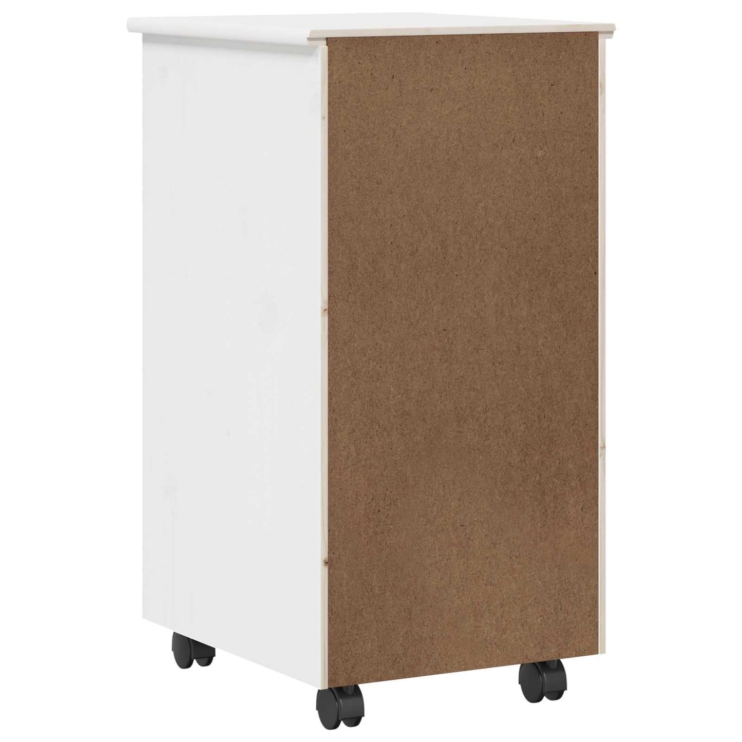 Rollschrank Mit Rad Weiß 34 x 39 x 65,5 cm Massivholz Kiefer