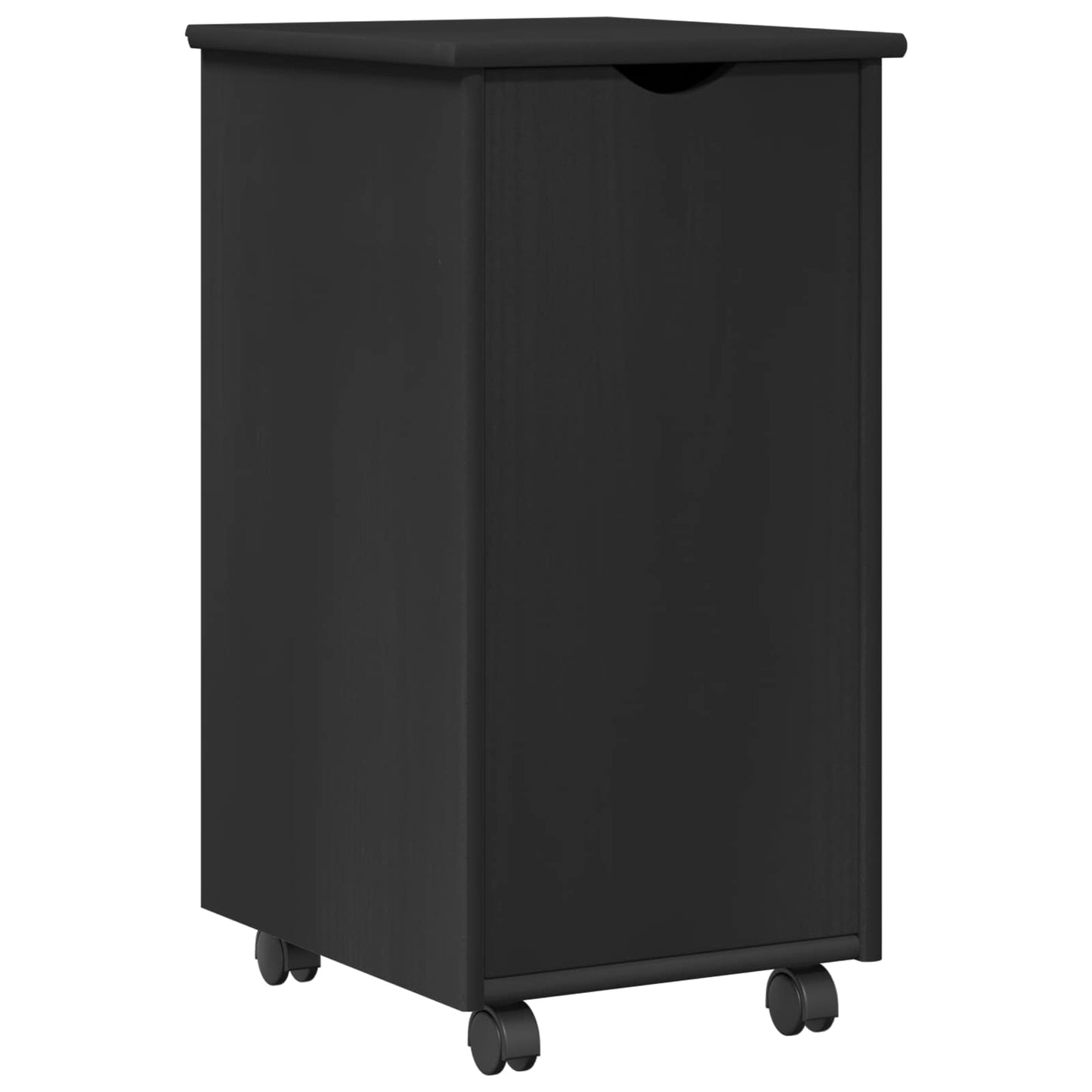 Rollschrank Mit Rad Schwarz 34 x 39 x 65,5 cm Massivholz Kiefer