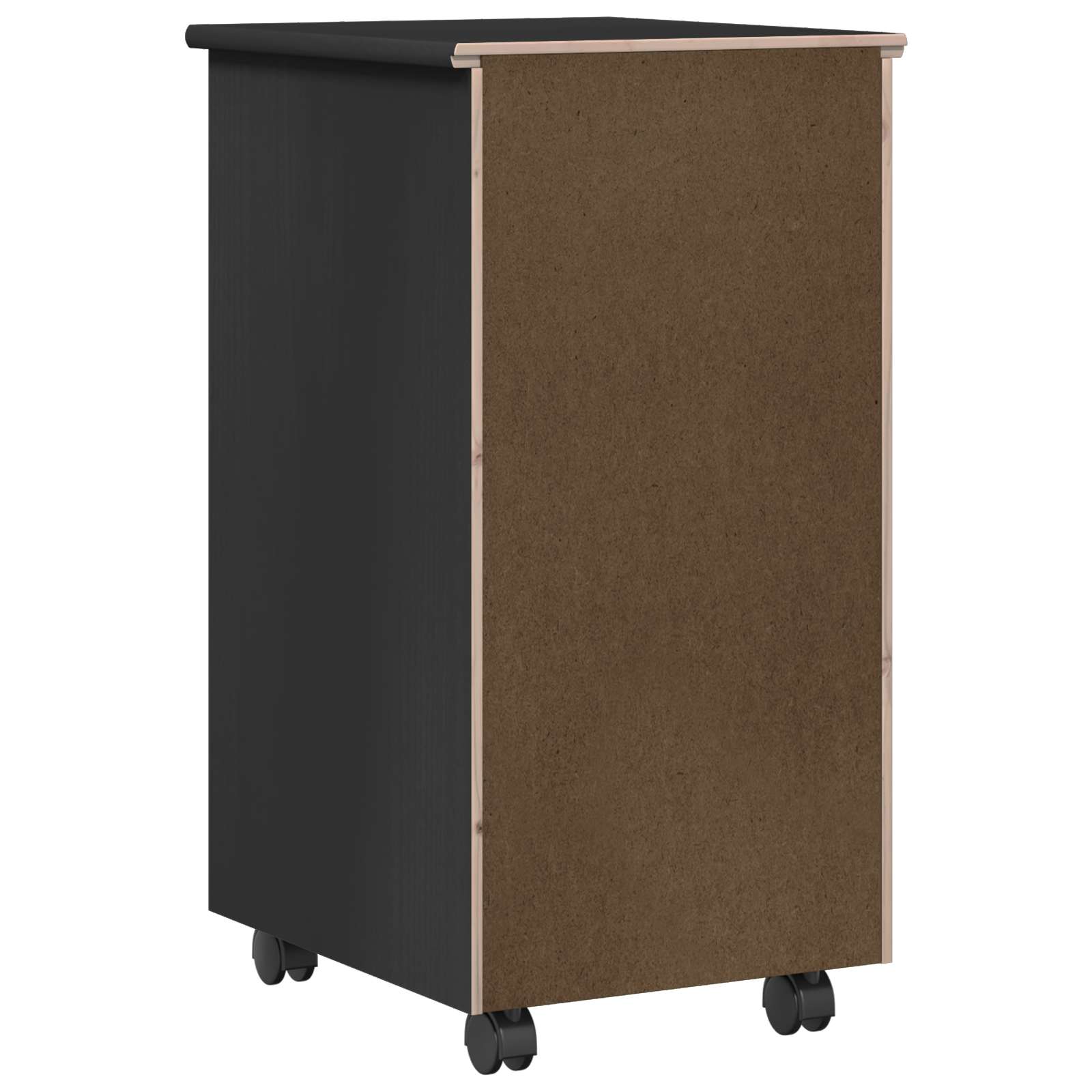 Rollschrank Mit Rad Schwarz 34 x 39 x 65,5 cm Massivholz Kiefer