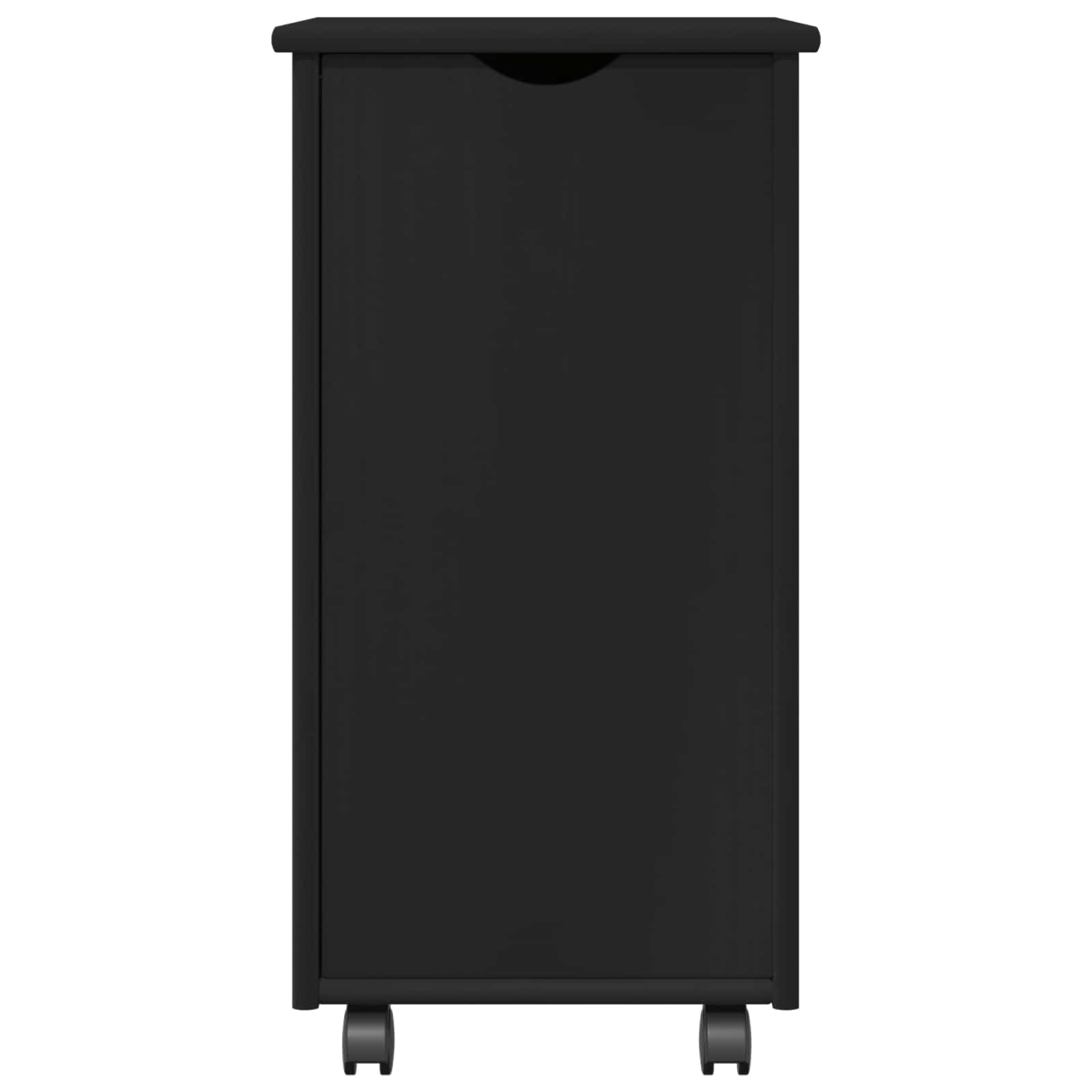 Rollschrank Mit Rad Schwarz 34 x 39 x 65,5 cm Massivholz Kiefer