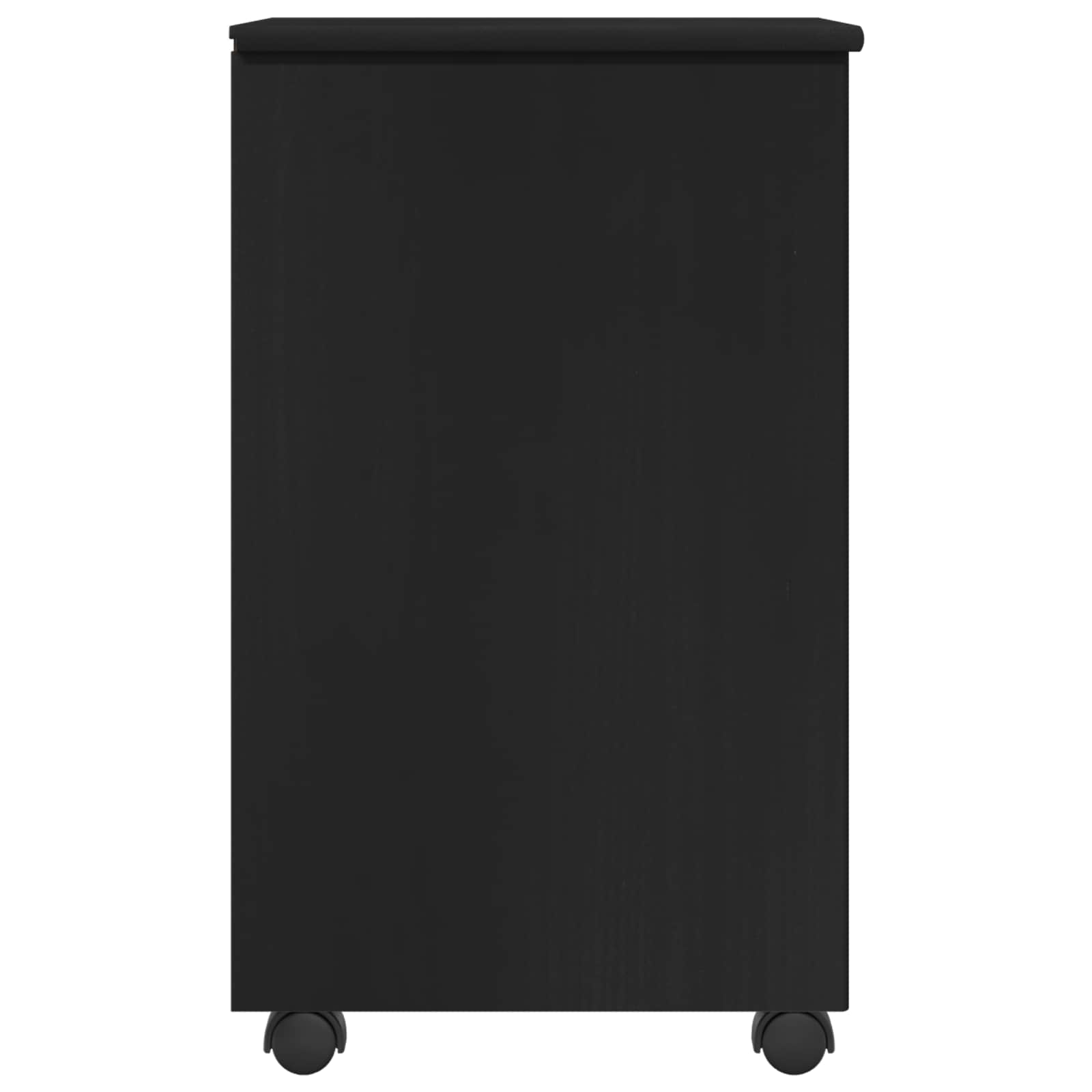 Rollschrank Mit Rad Schwarz 34 x 39 x 65,5 cm Massivholz Kiefer