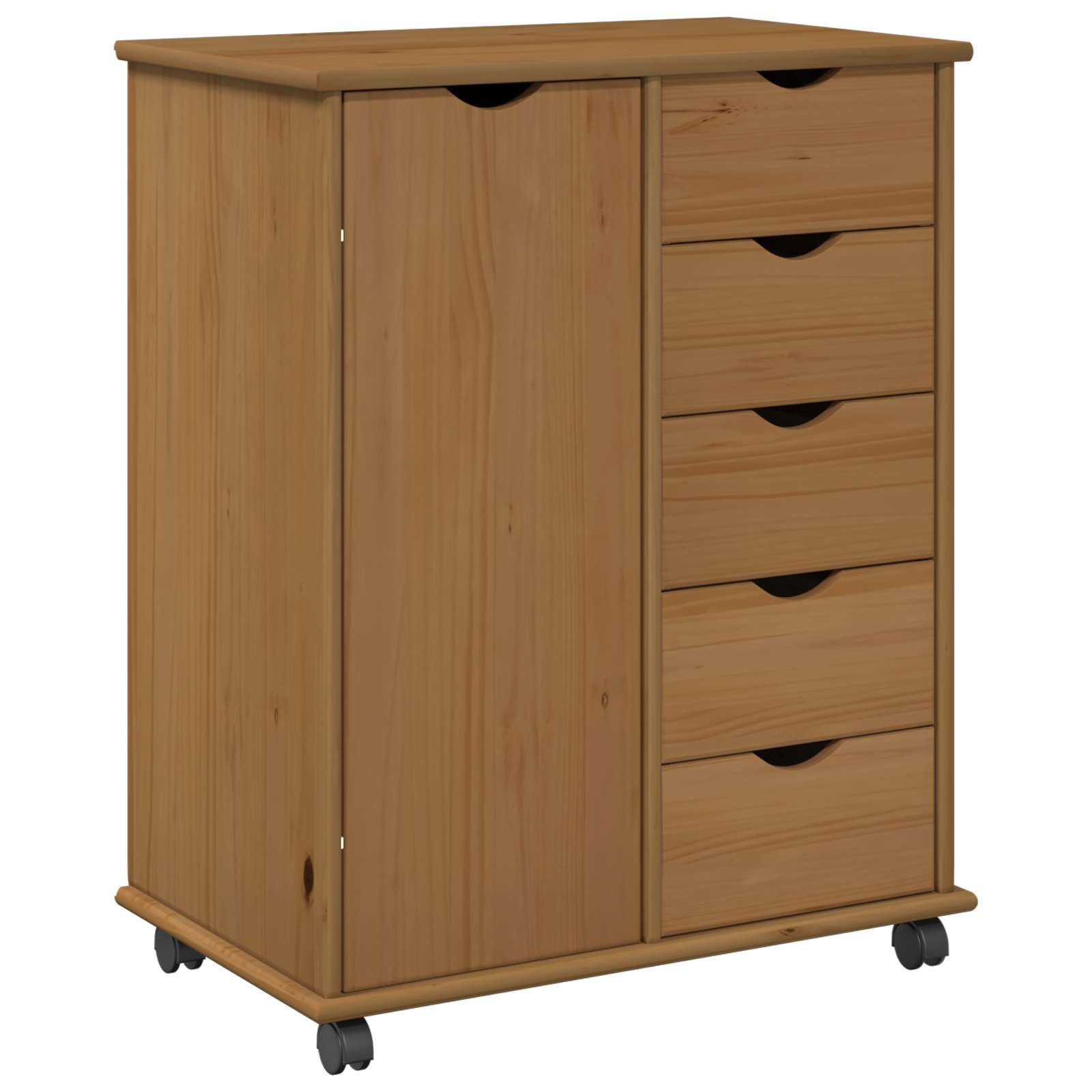 Rollschrank 63,5 x 39 x 79 cm Massivholz Kiefer Honigbraun