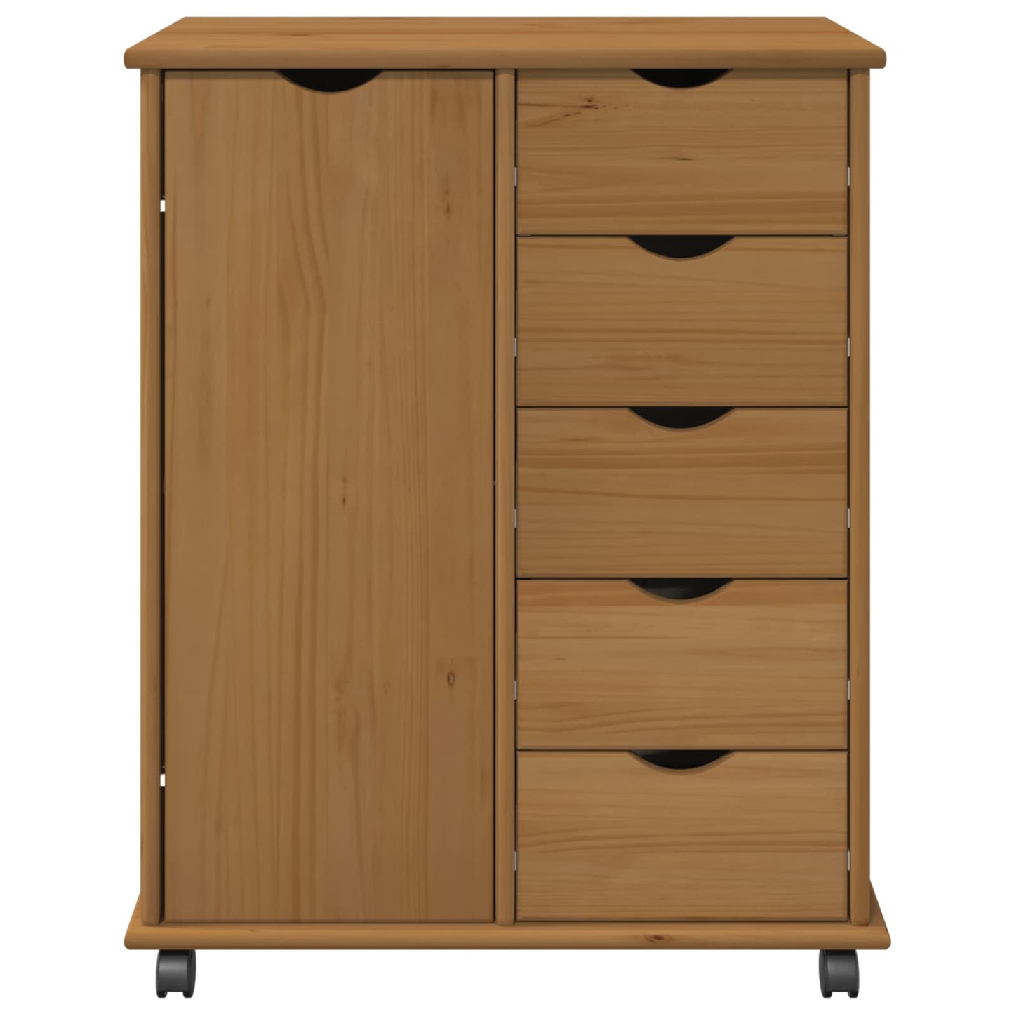 Rollschrank 63,5 x 39 x 79 cm Massivholz Kiefer Honigbraun