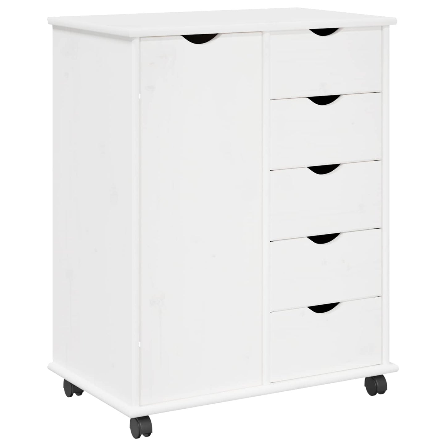 Rollschrank 63,5 x 39 x 79 cm Massivholz Kiefer Weiß
