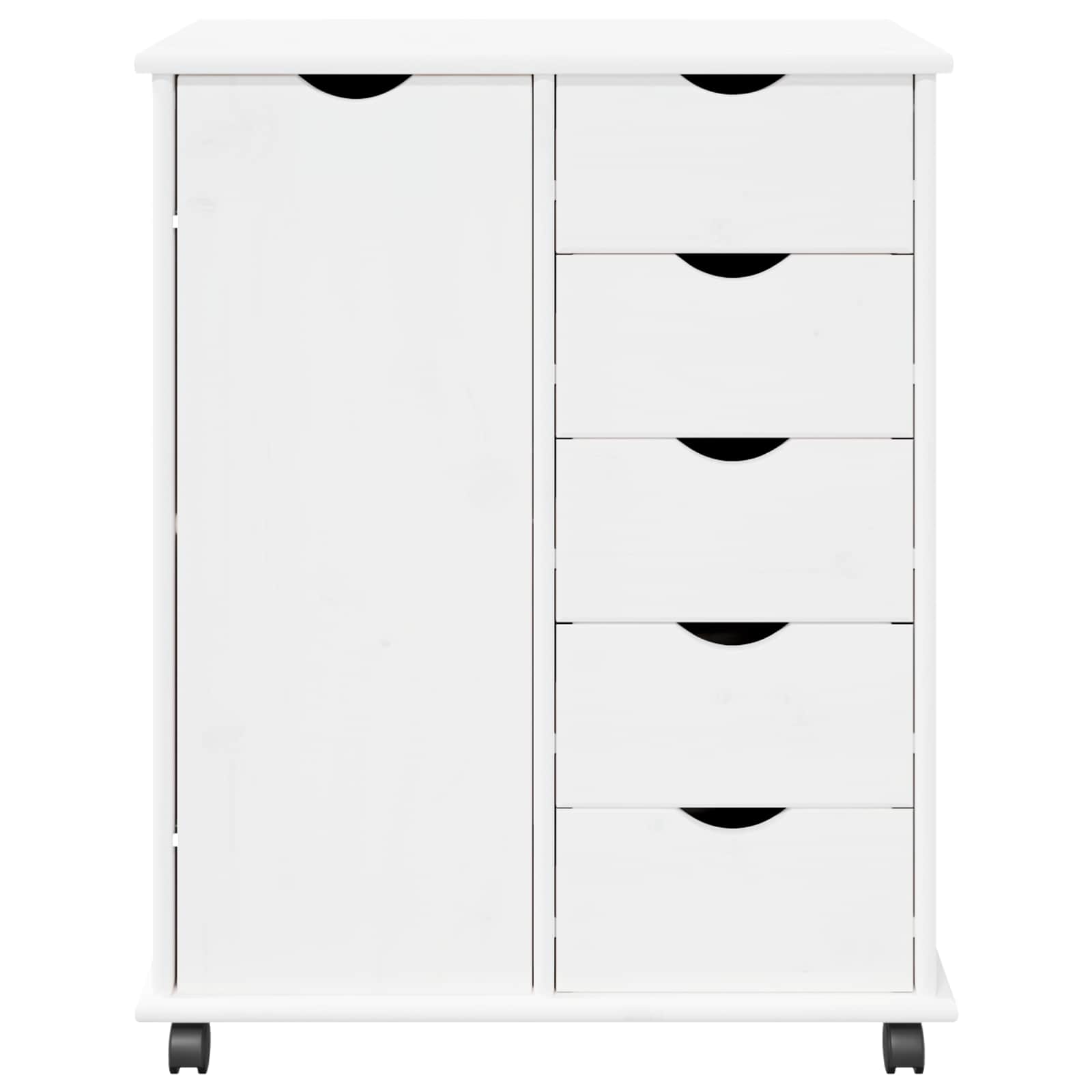 Rollschrank 63,5 x 39 x 79 cm Massivholz Kiefer Weiß