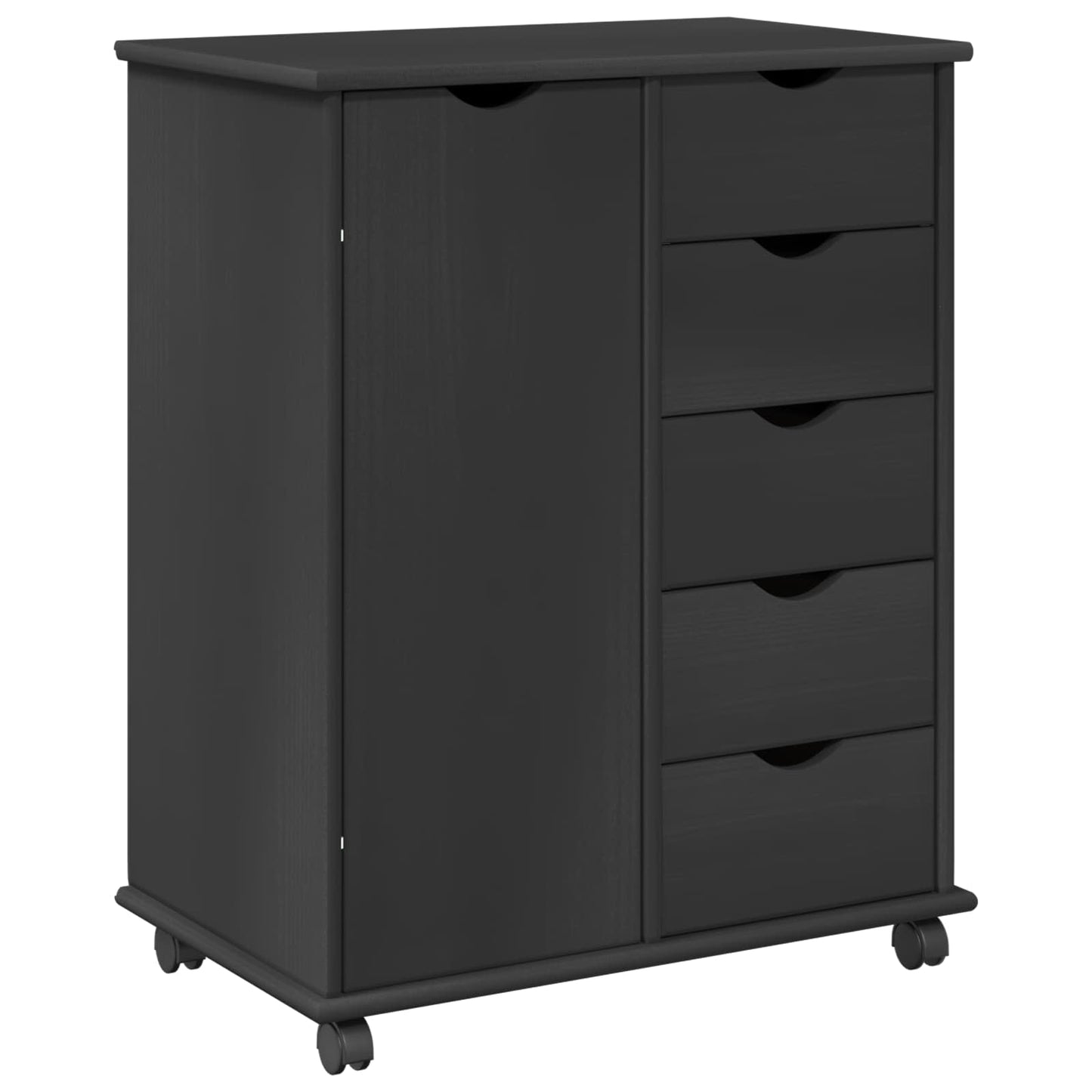 Rollschrank 63,5 x 39 x 79 cm Massivholz Kiefer Grau