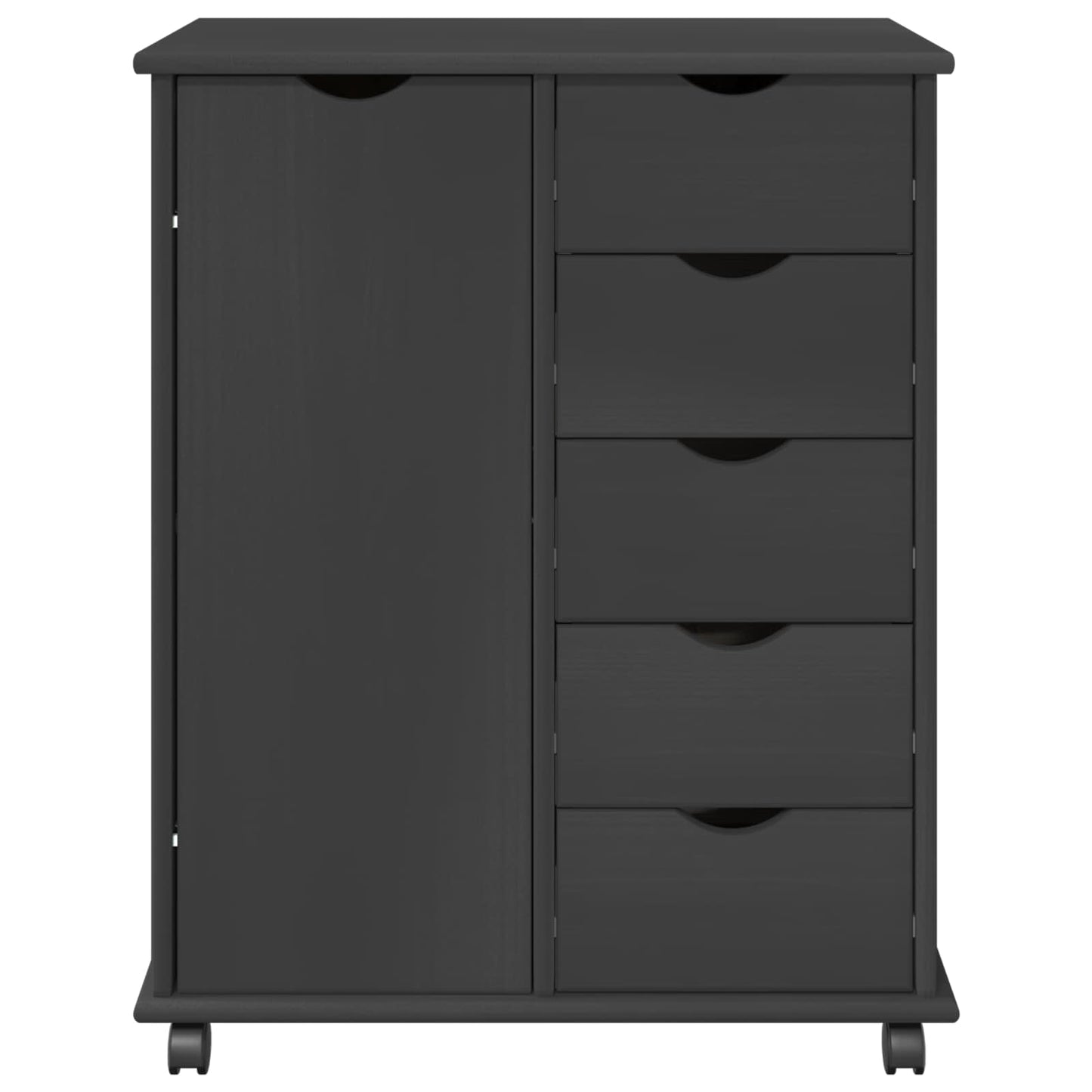 Rollschrank 63,5 x 39 x 79 cm Massivholz Kiefer Grau