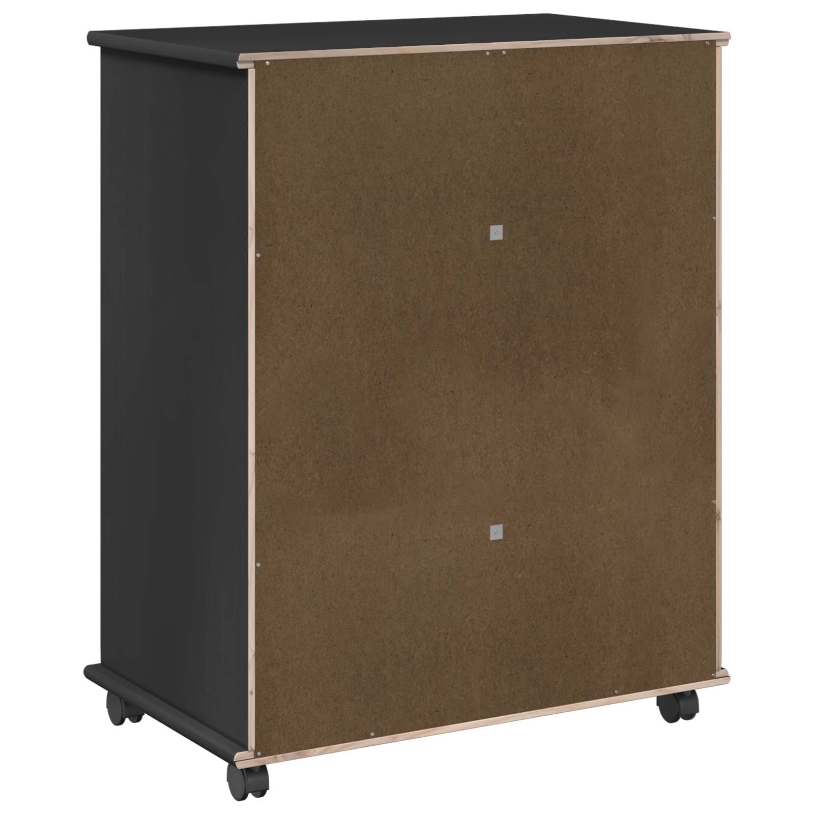 Rollschrank 63,5 x 39 x 79 cm Massivholz Kiefer Schwarz