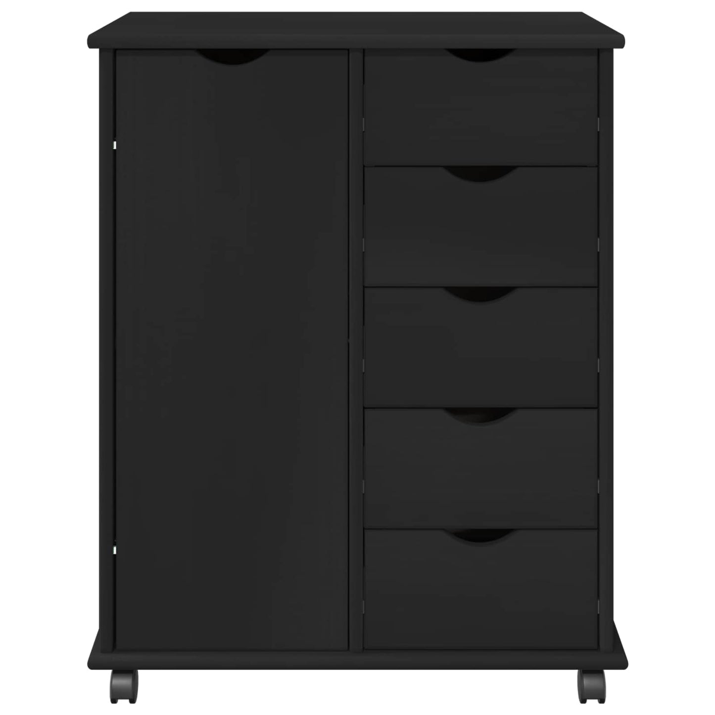Rollschrank 63,5 x 39 x 79 cm Massivholz Kiefer Schwarz
