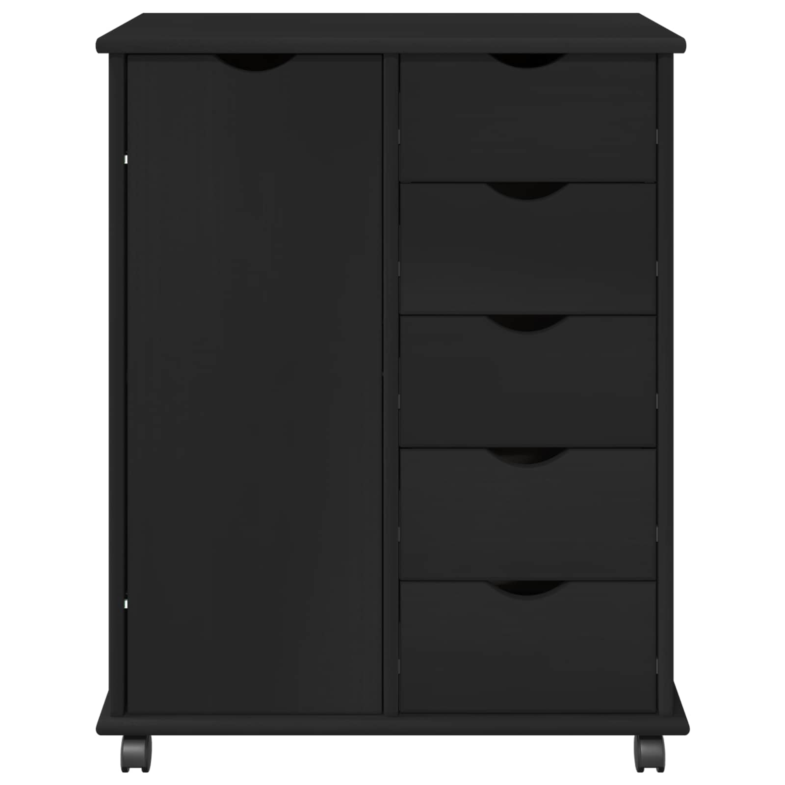 Rollschrank 63,5 x 39 x 79 cm Massivholz Kiefer Schwarz