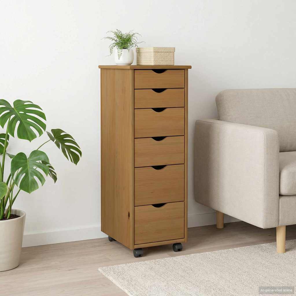 Rollschrank 34 x 39 x 93,5 cm Massivholz Kiefer Honigbraun