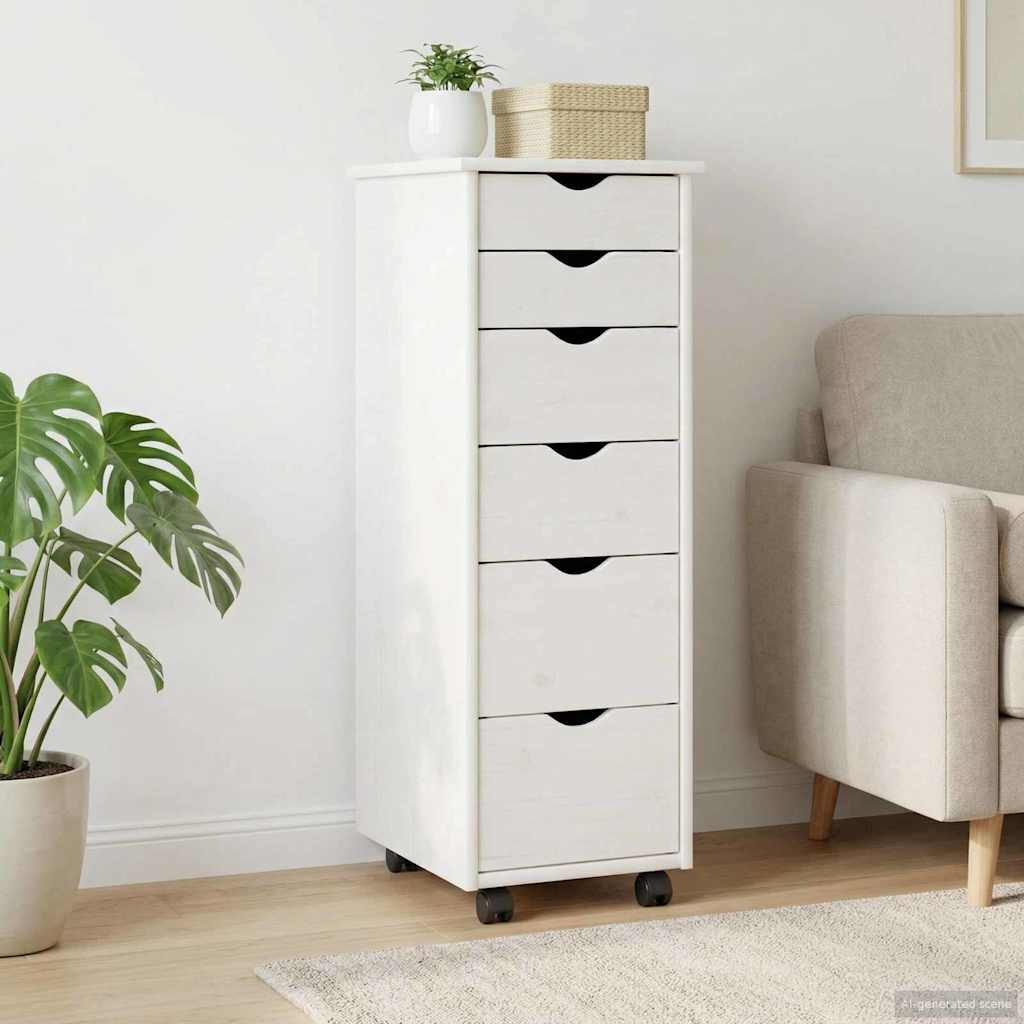 Rollschrank 34 x 39 x 93,5 cm Massivholz Kiefer Weiß