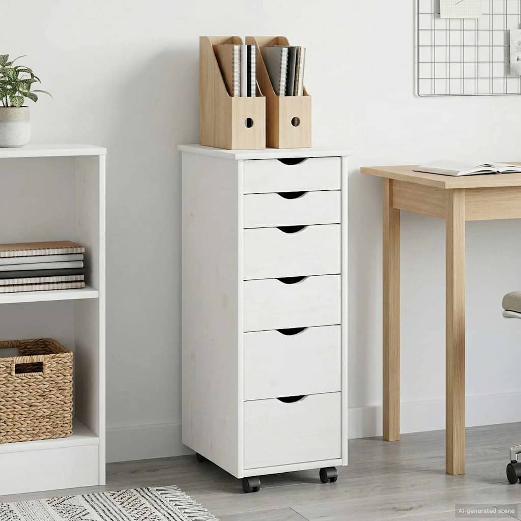 Rollschrank 34 x 39 x 93,5 cm Massivholz Kiefer Weiß
