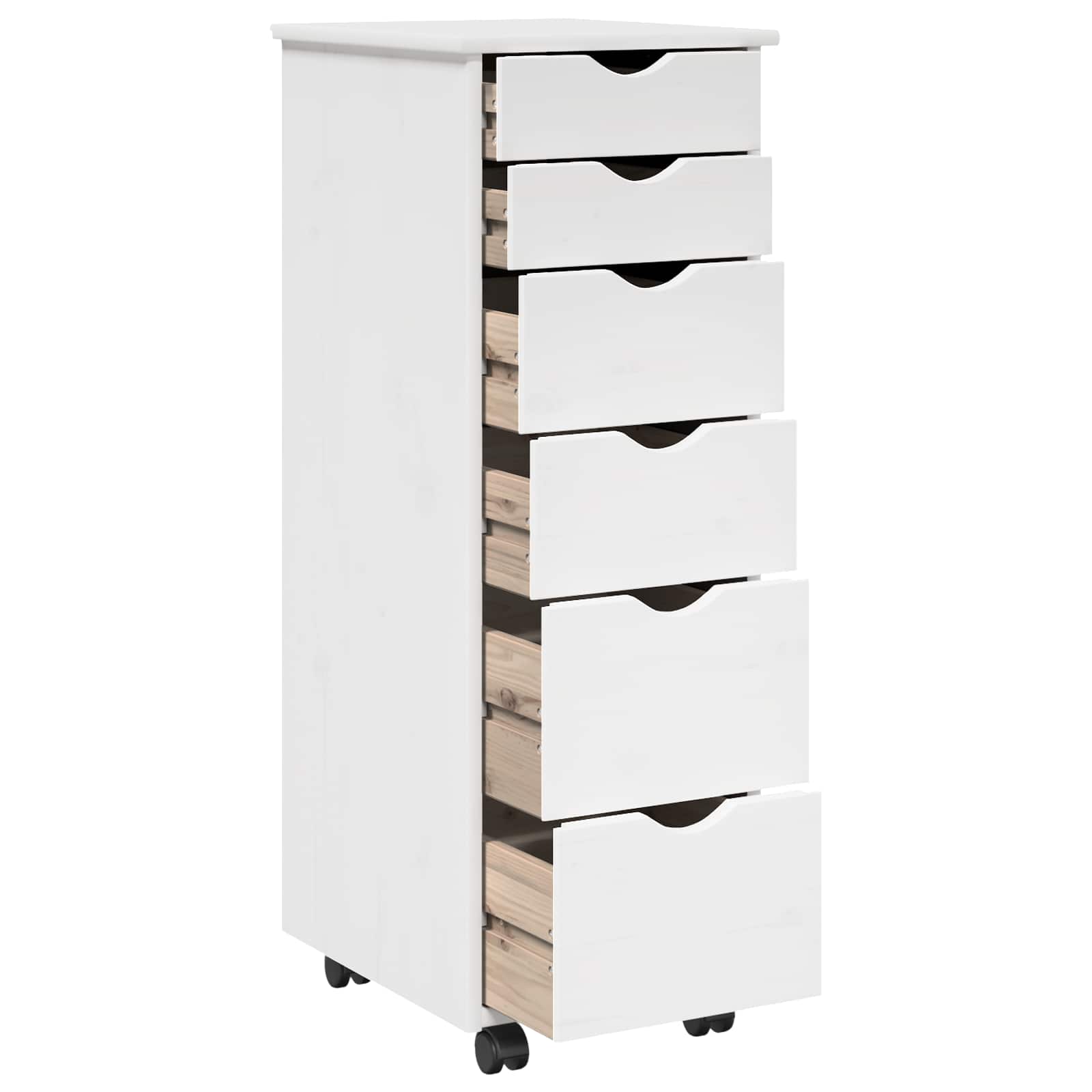 Rollschrank 34 x 39 x 93,5 cm Massivholz Kiefer Weiß