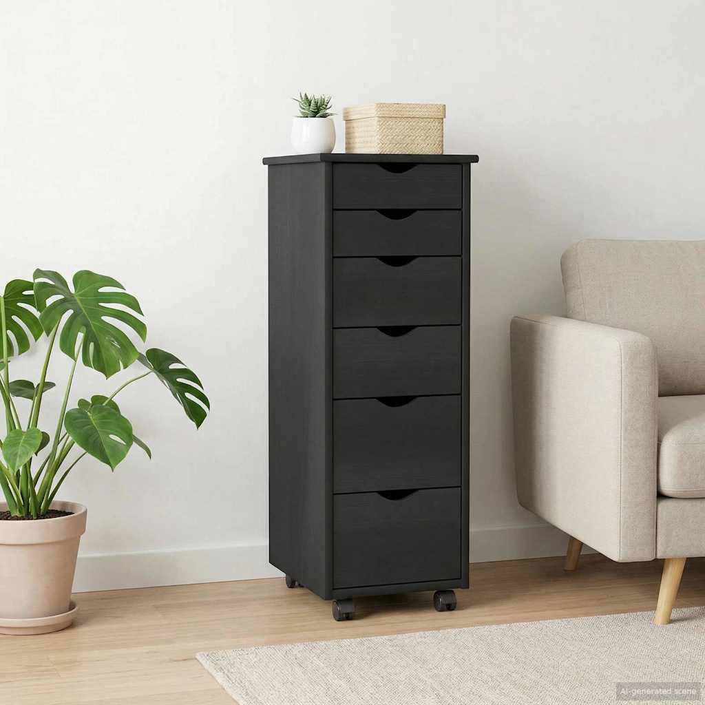 Rollschrank 34 x 39 x 93,5 cm Massivholz Kiefer Grau