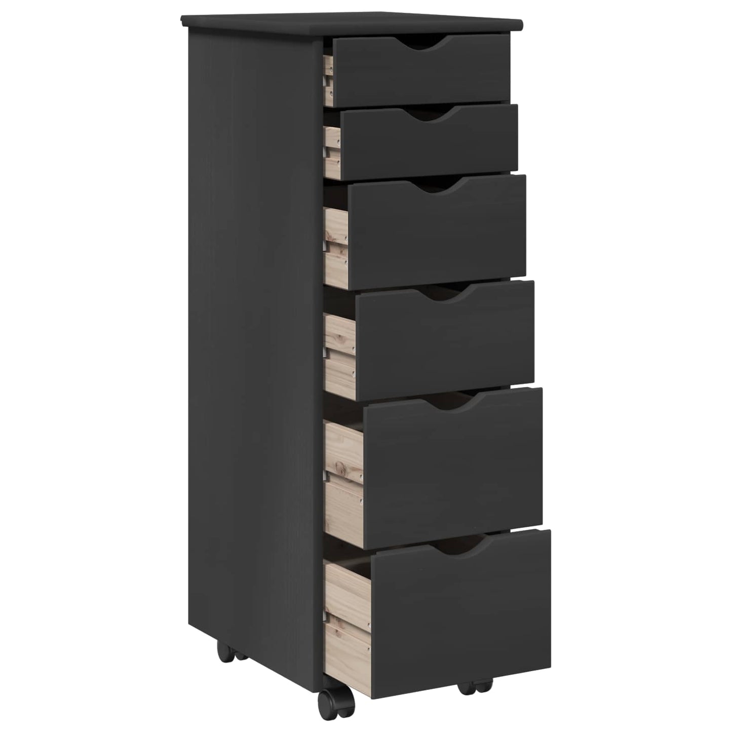 Rollschrank 34 x 39 x 93,5 cm Massivholz Kiefer Grau
