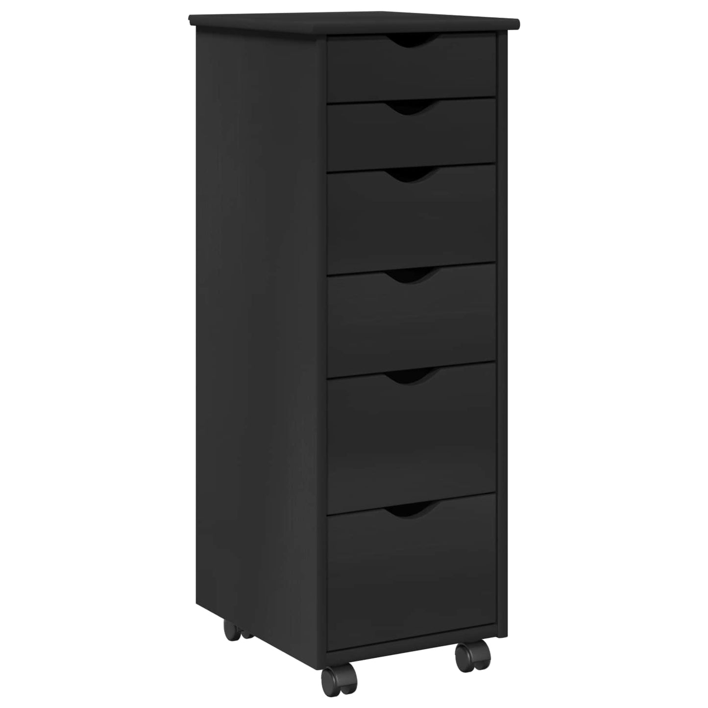 Rollschrank 34 x 39 x 93,5 cm Massivholz Kiefer Schwarz