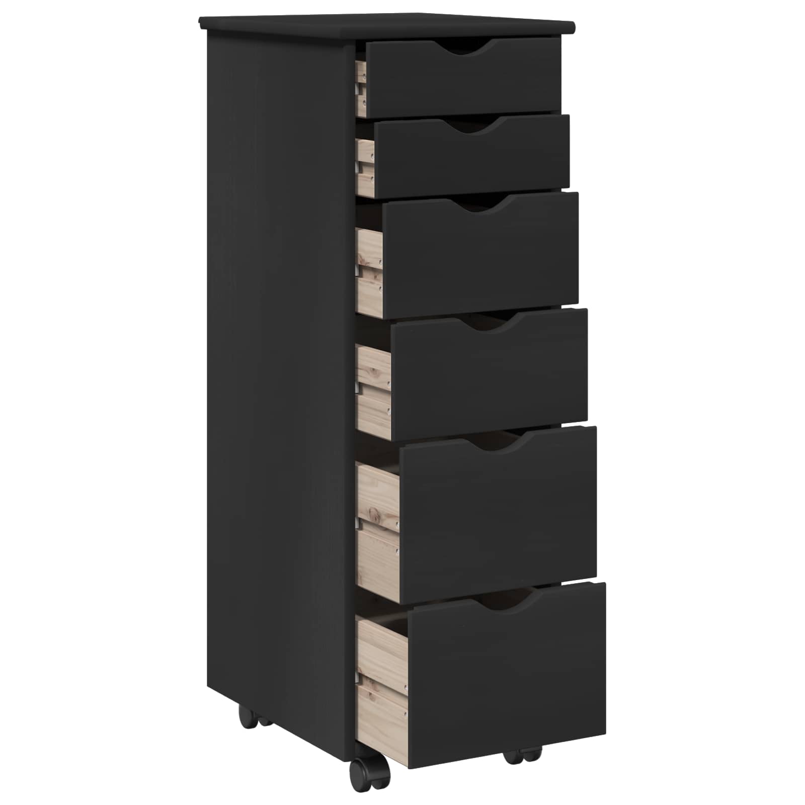Rollschrank 34 x 39 x 93,5 cm Massivholz Kiefer Schwarz