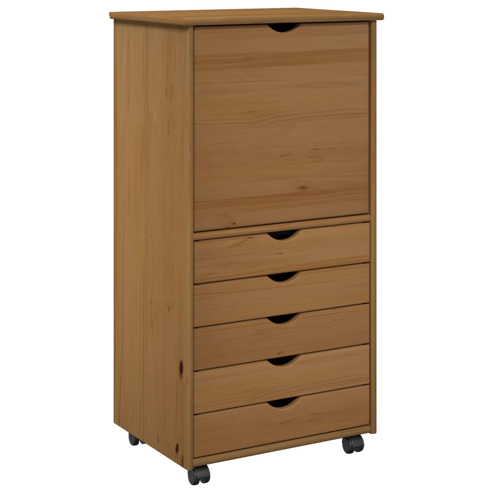Rollschrank 53 x 39 x 103 cm Massivholz Kiefer Honigbraun