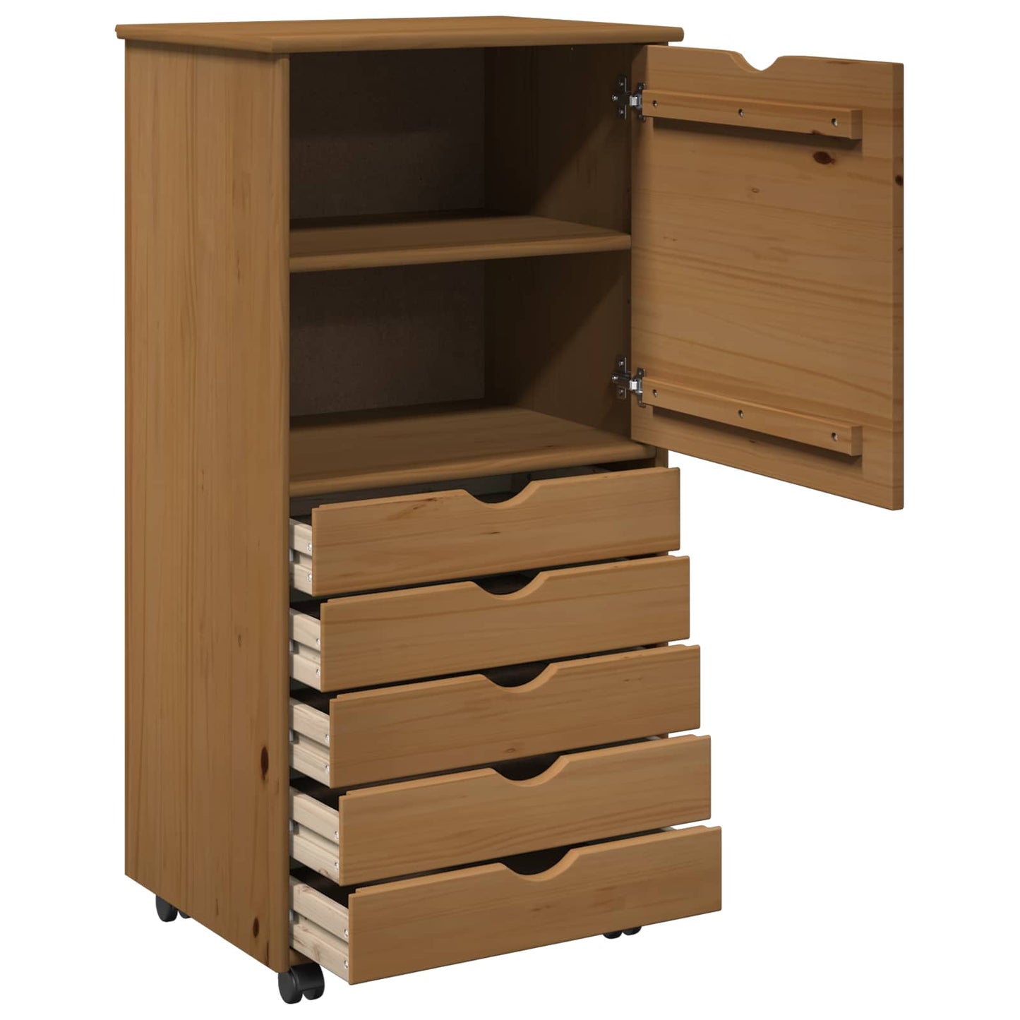 Rollschrank 53 x 39 x 103 cm Massivholz Kiefer Honigbraun