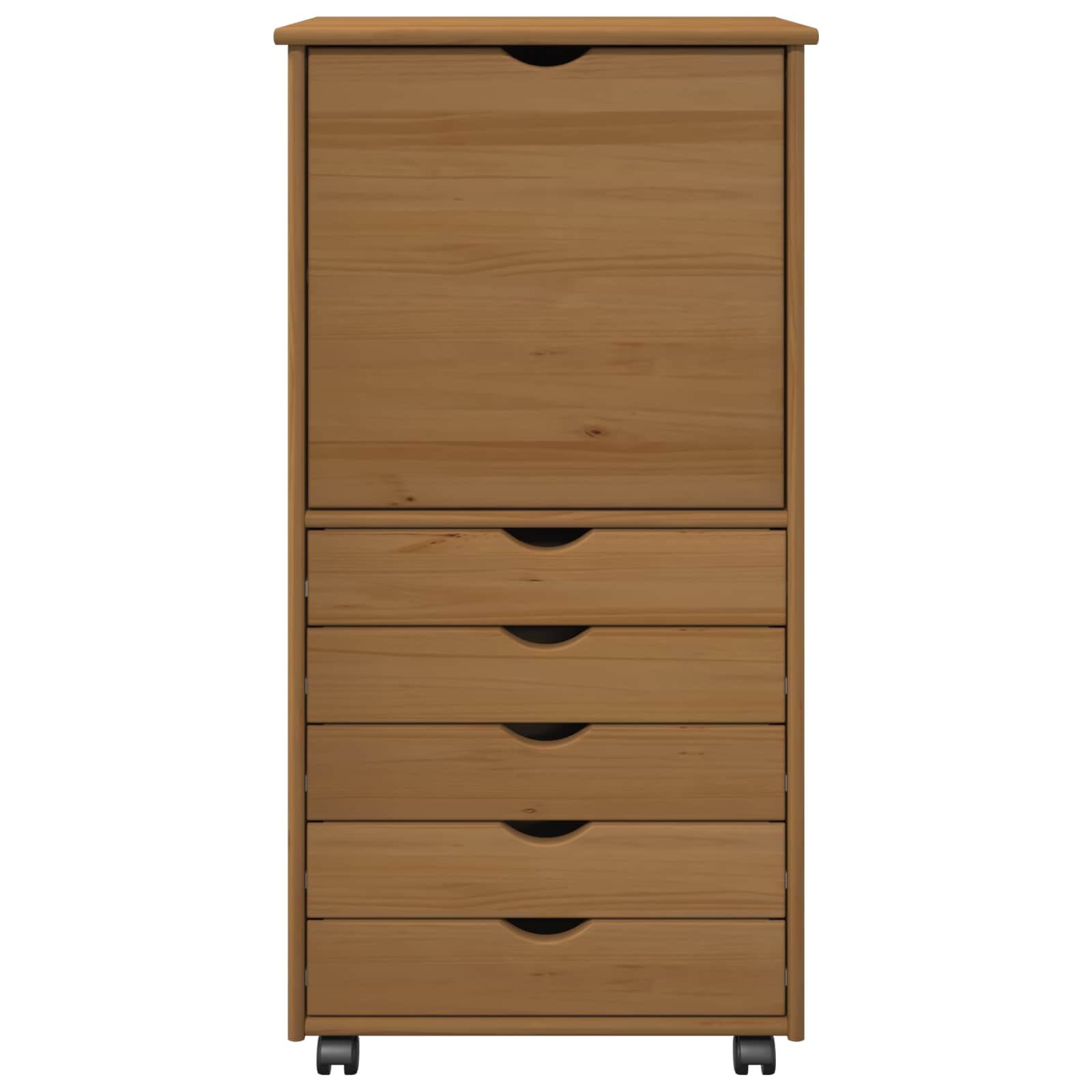 Rollschrank 53 x 39 x 103 cm Massivholz Kiefer Honigbraun
