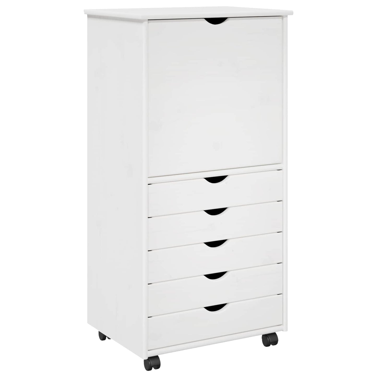 Rollschrank 53 x 39 x 103 cm Massivholz Kiefer Weiß