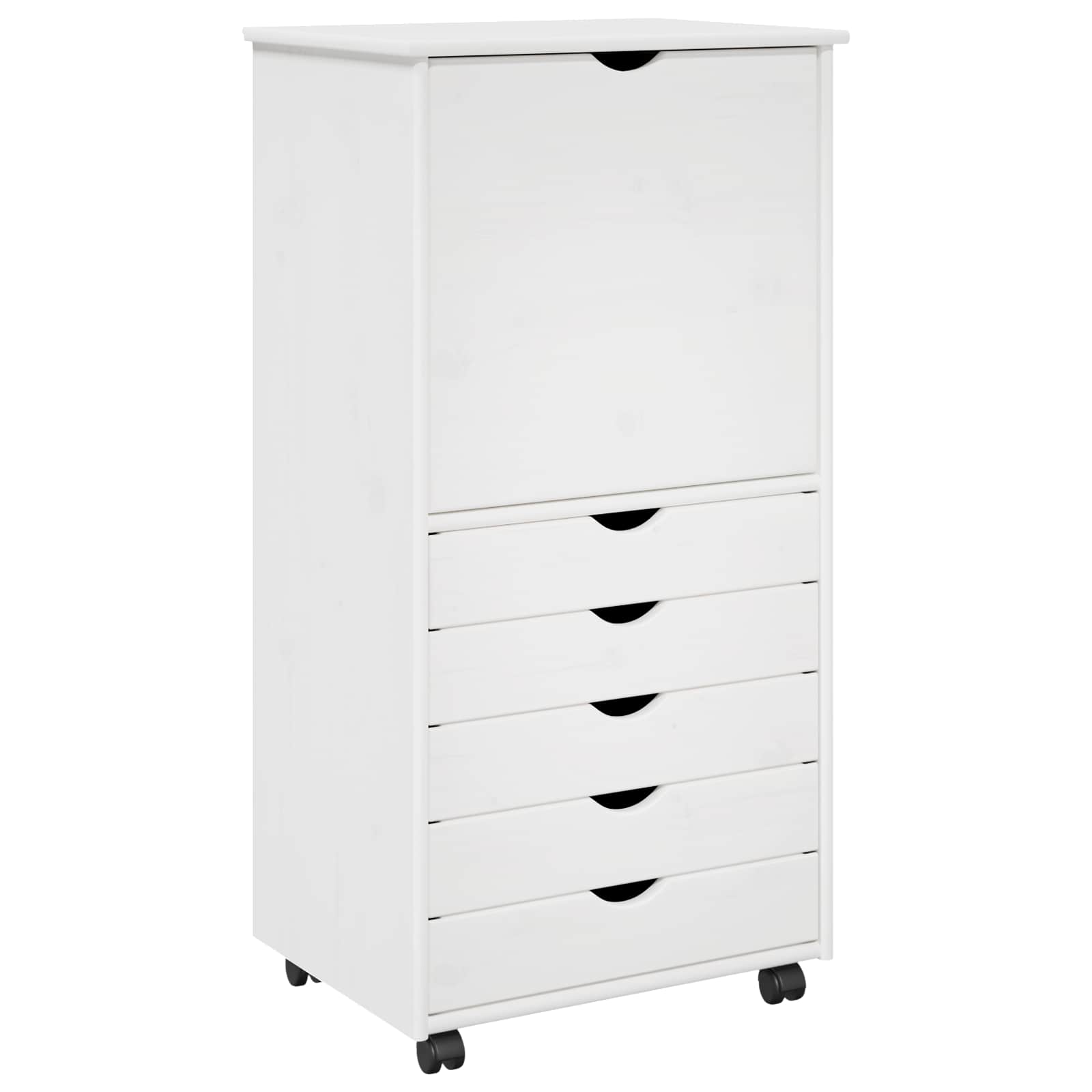 Rollschrank 53 x 39 x 103 cm Massivholz Kiefer Weiß
