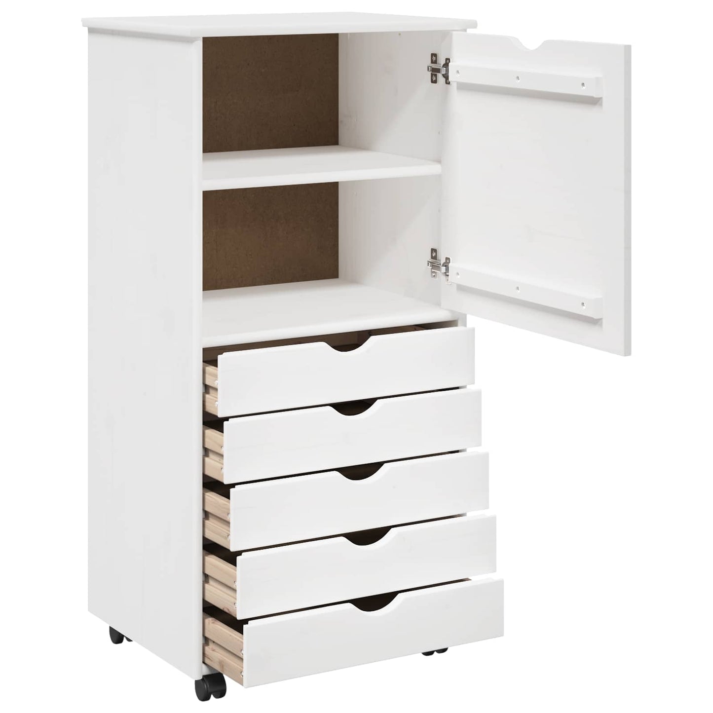 Rollschrank 53 x 39 x 103 cm Massivholz Kiefer Weiß