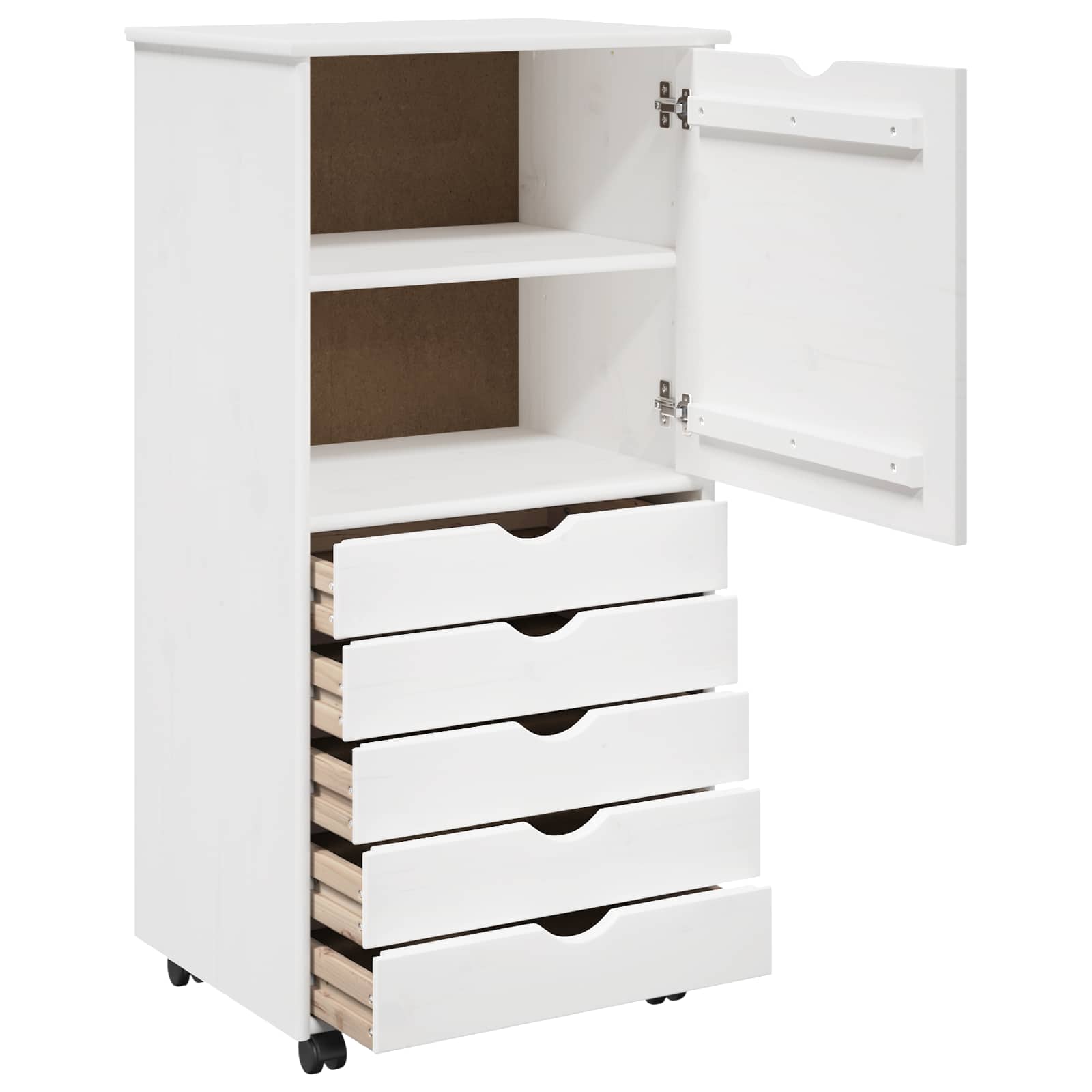 Rollschrank 53 x 39 x 103 cm Massivholz Kiefer Weiß