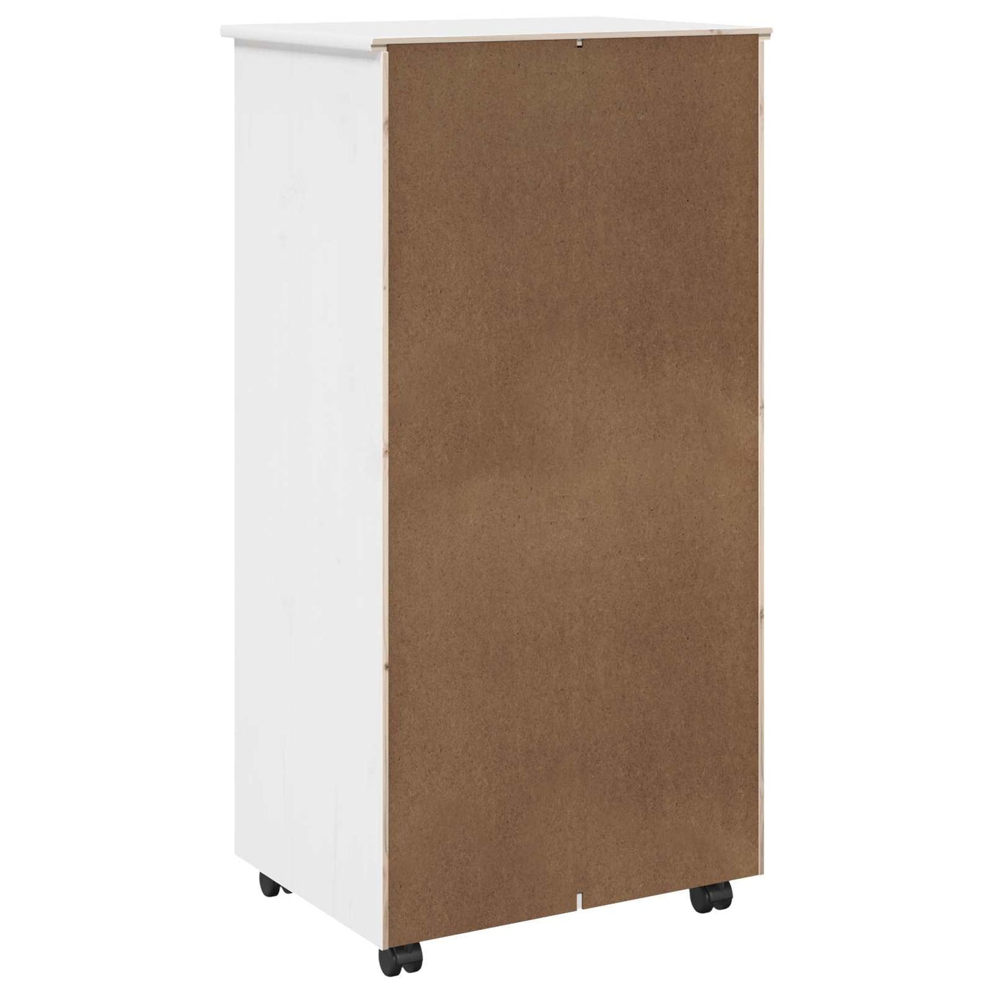 Rollschrank 53 x 39 x 103 cm Massivholz Kiefer Weiß