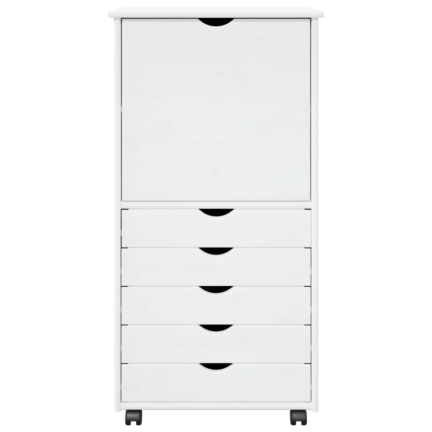 Rollschrank 53 x 39 x 103 cm Massivholz Kiefer Weiß