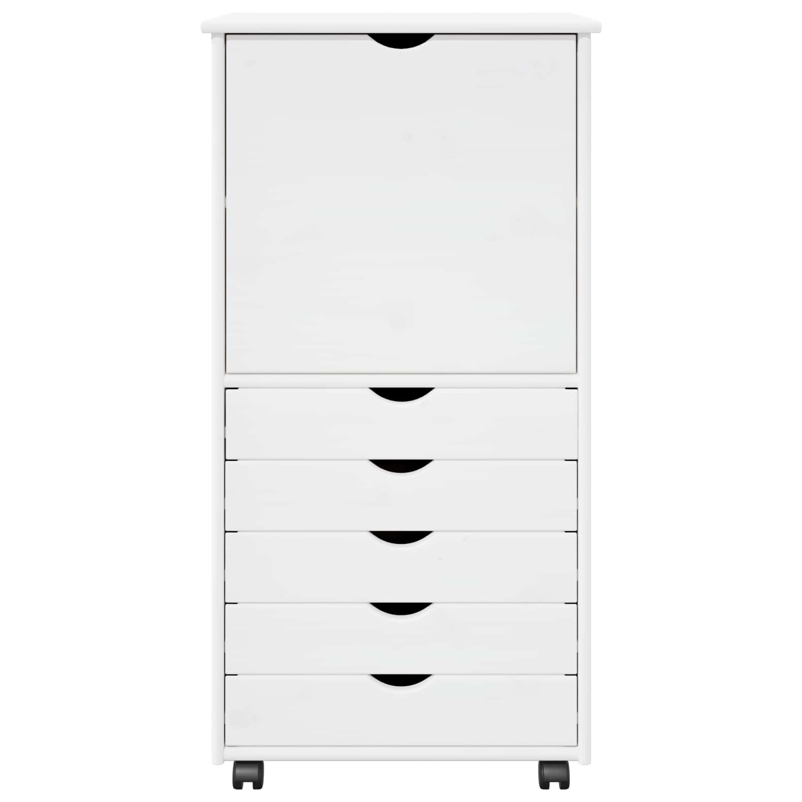 Rollschrank 53 x 39 x 103 cm Massivholz Kiefer Weiß
