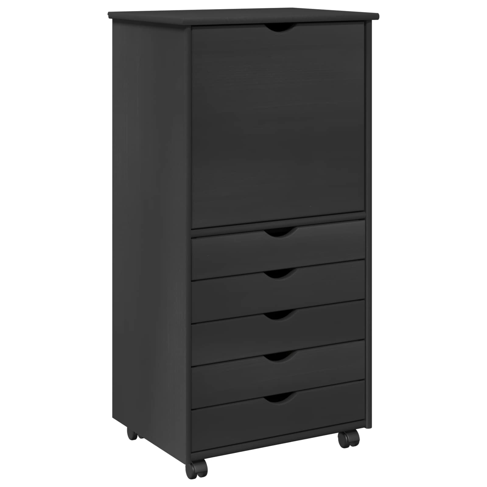 Rollschrank 53 x 39 x 103 cm Massivholz Kiefer Grau
