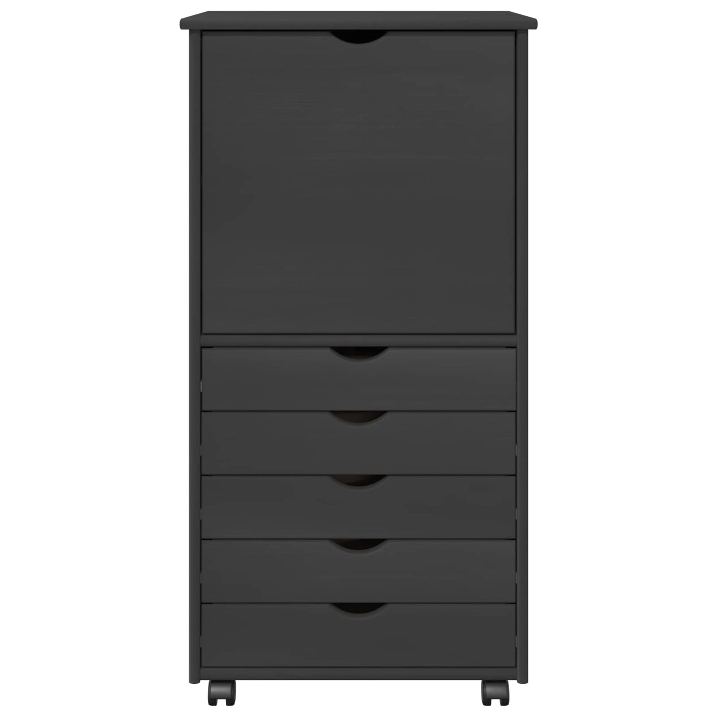 Rollschrank 53 x 39 x 103 cm Massivholz Kiefer Grau