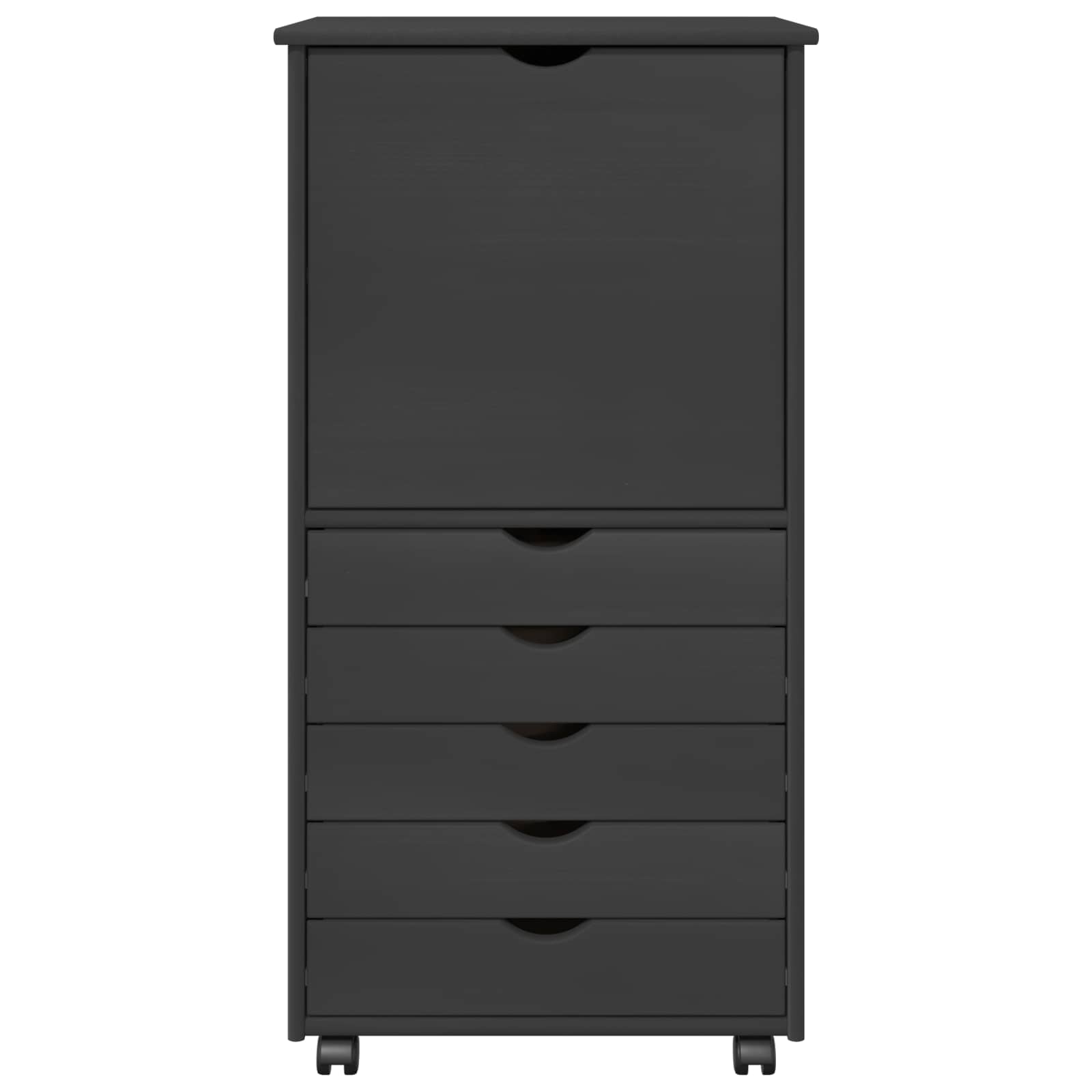 Rollschrank 53 x 39 x 103 cm Massivholz Kiefer Grau