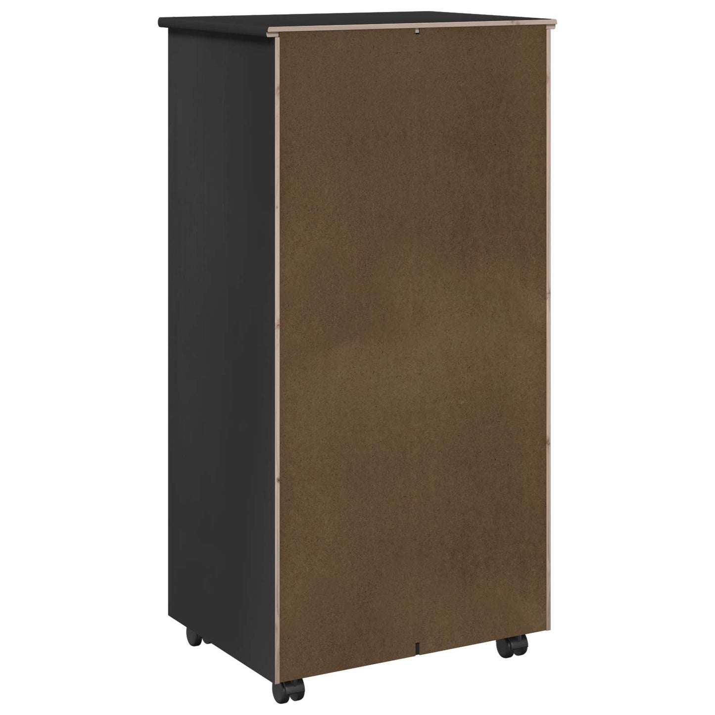 Rollschrank 53 x 39 x 103 cm Massivholz Kiefer Schwarz