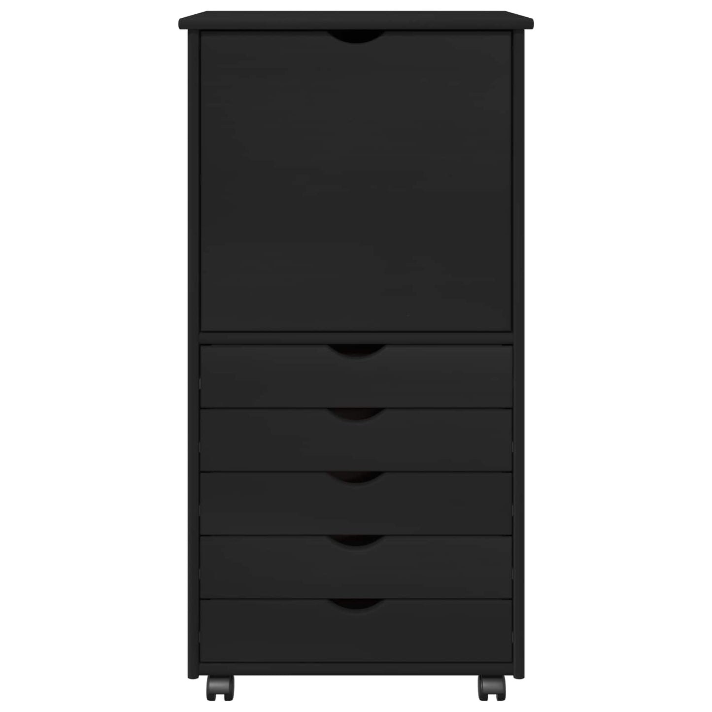 Rollschrank 53 x 39 x 103 cm Massivholz Kiefer Schwarz