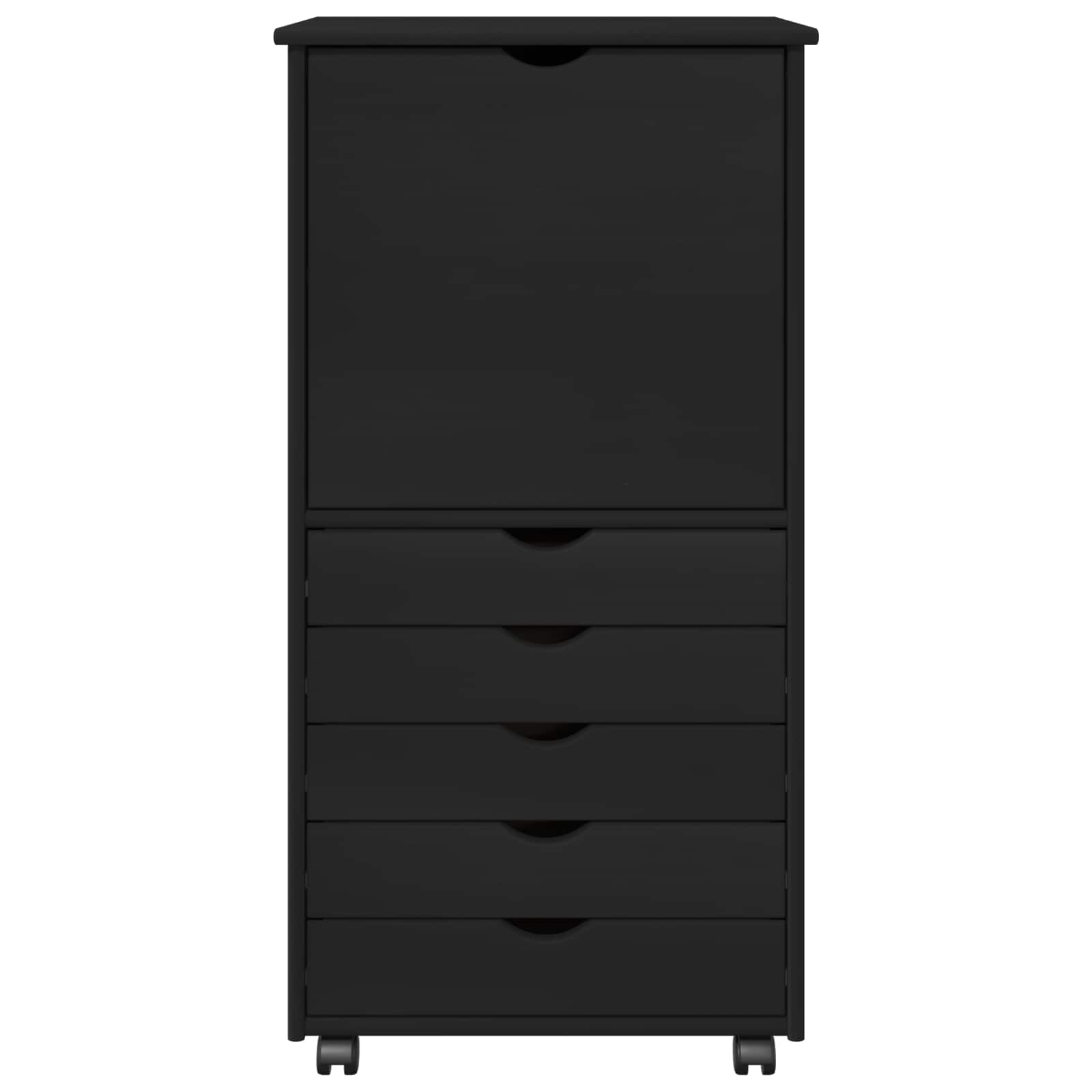 Rollschrank 53 x 39 x 103 cm Massivholz Kiefer Schwarz