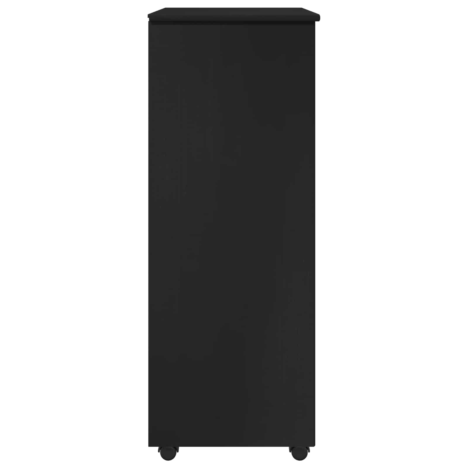 Rollschrank 53 x 39 x 103 cm Massivholz Kiefer Schwarz