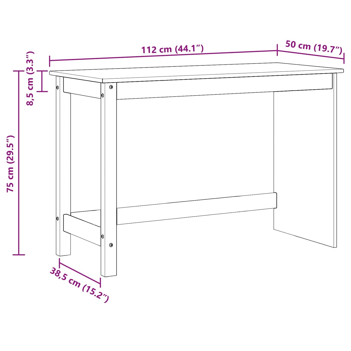 Schreibtisch Honigbraun 112 x 50 x 75 cm Massivholz Kiefer