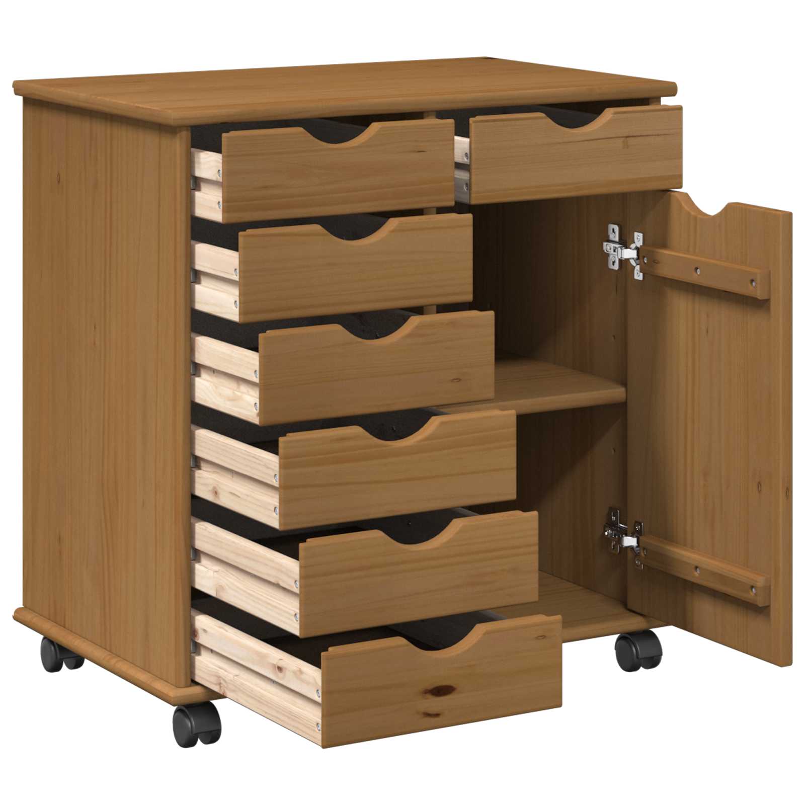 Rollschrank 63,5 x 39 x 65,5 cm Massivholz Kiefer Honigbraun