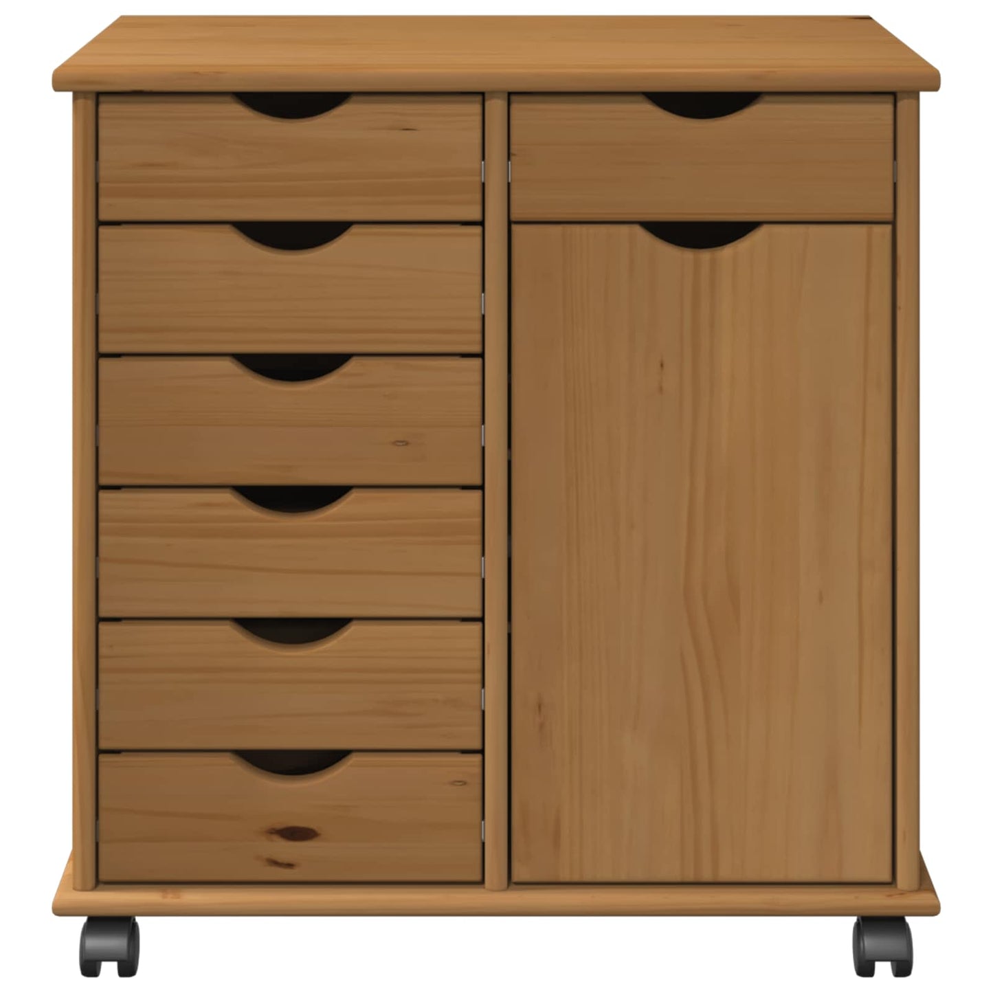 Rollschrank 63,5 x 39 x 65,5 cm Massivholz Kiefer Honigbraun