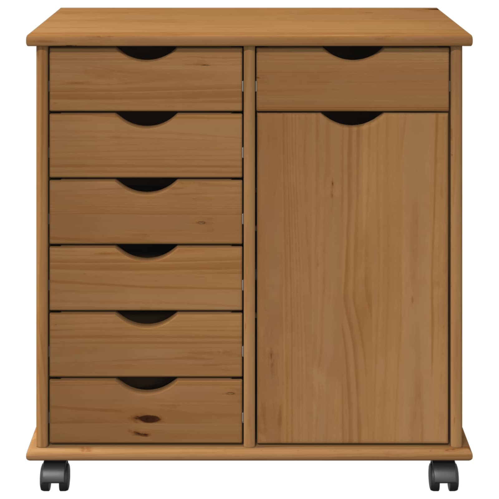 Rollschrank 63,5 x 39 x 65,5 cm Massivholz Kiefer Honigbraun