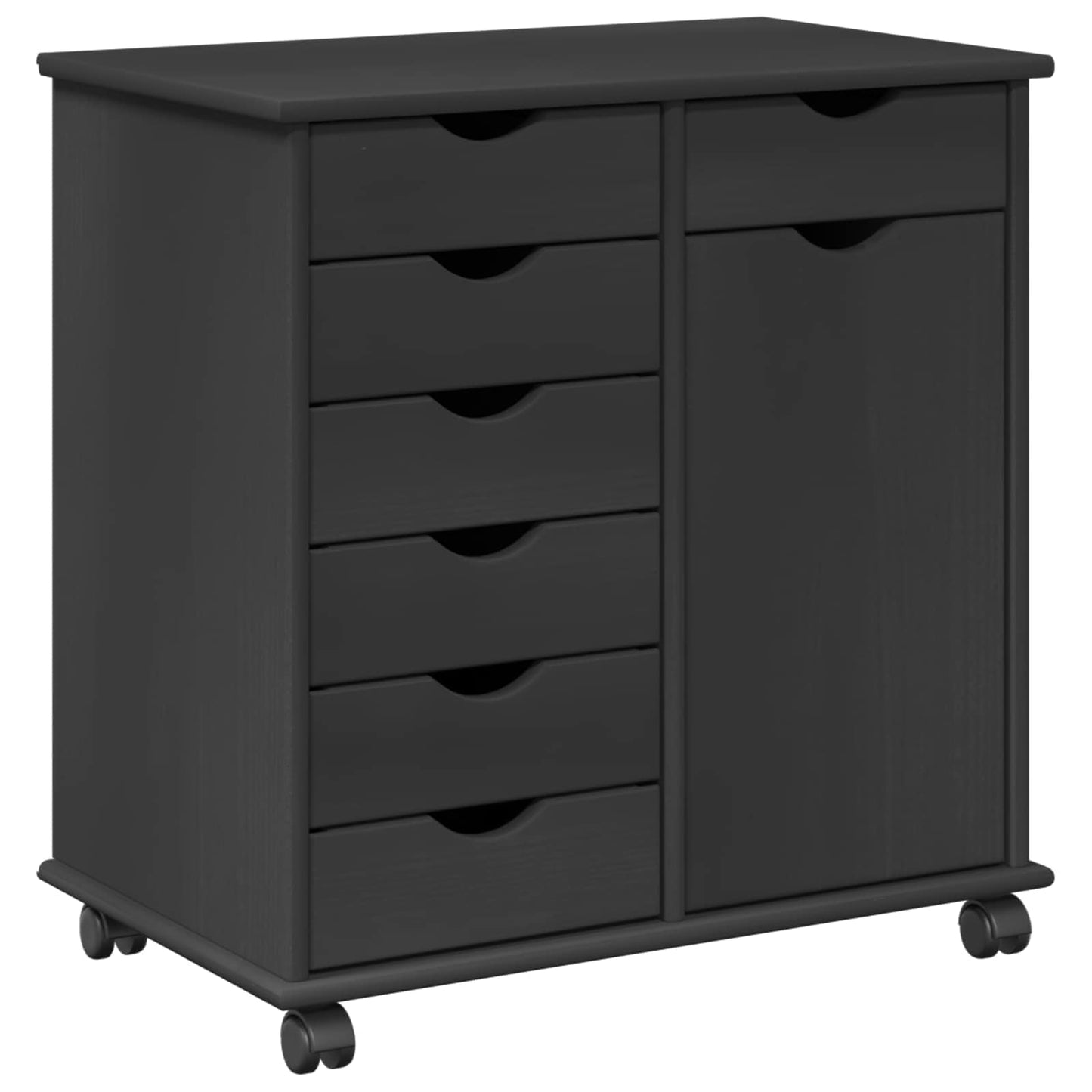 Rollschrank 63,5 x 39 x 65,5 cm Massivholz Kiefer Grau