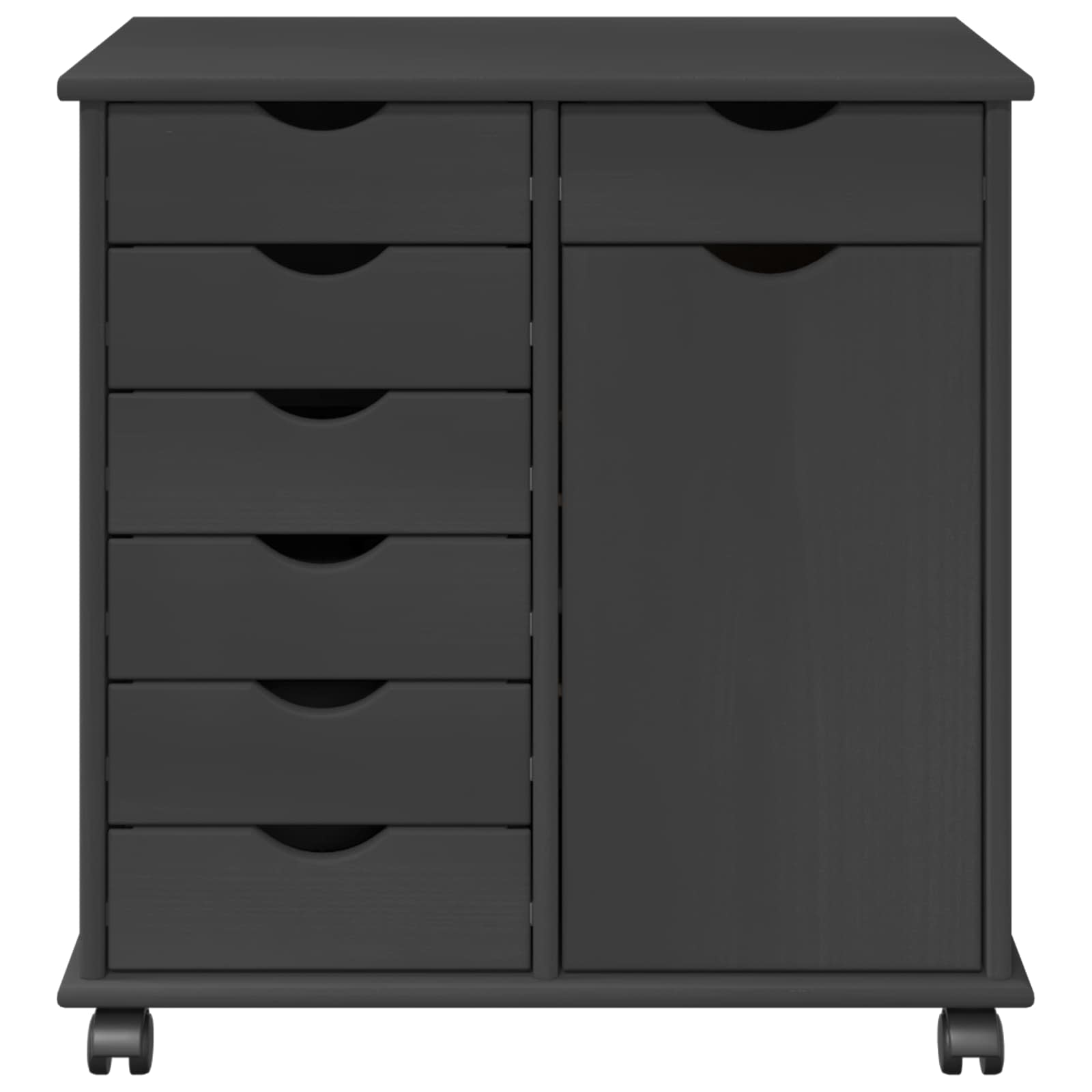 Rollschrank 63,5 x 39 x 65,5 cm Massivholz Kiefer Grau