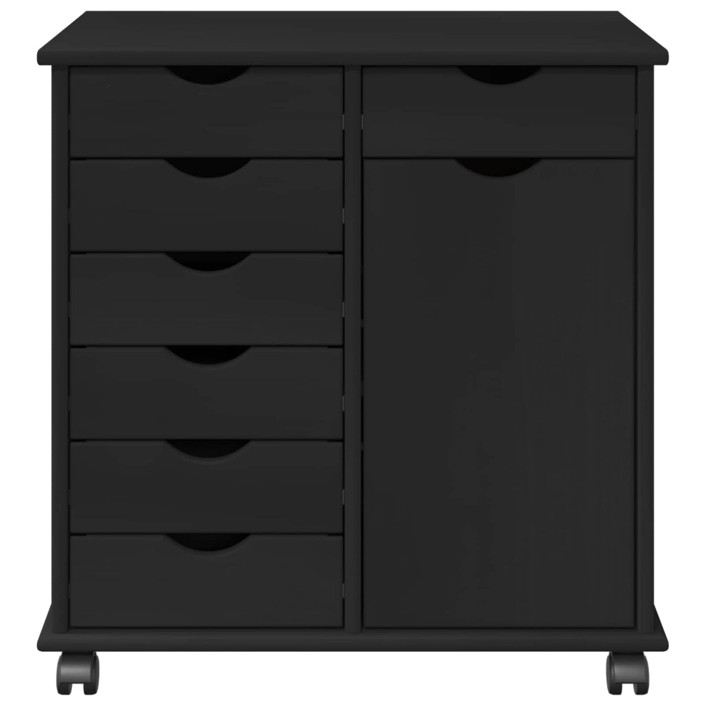 Rollschrank 63,5 x 39 x 65,5 cm Massivholz Kiefer Schwarz