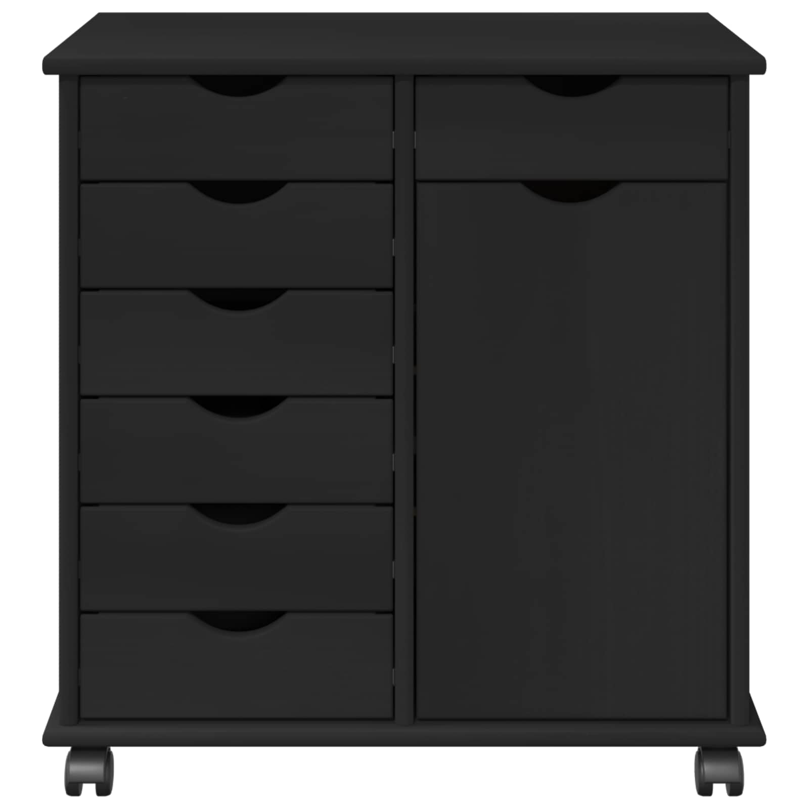 Rollschrank 63,5 x 39 x 65,5 cm Massivholz Kiefer Schwarz