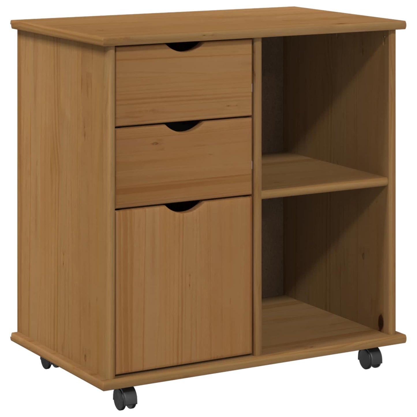 Rollschrank 63,5 x 39 x 65,5 cm Massivholz Kiefer Honigbraun