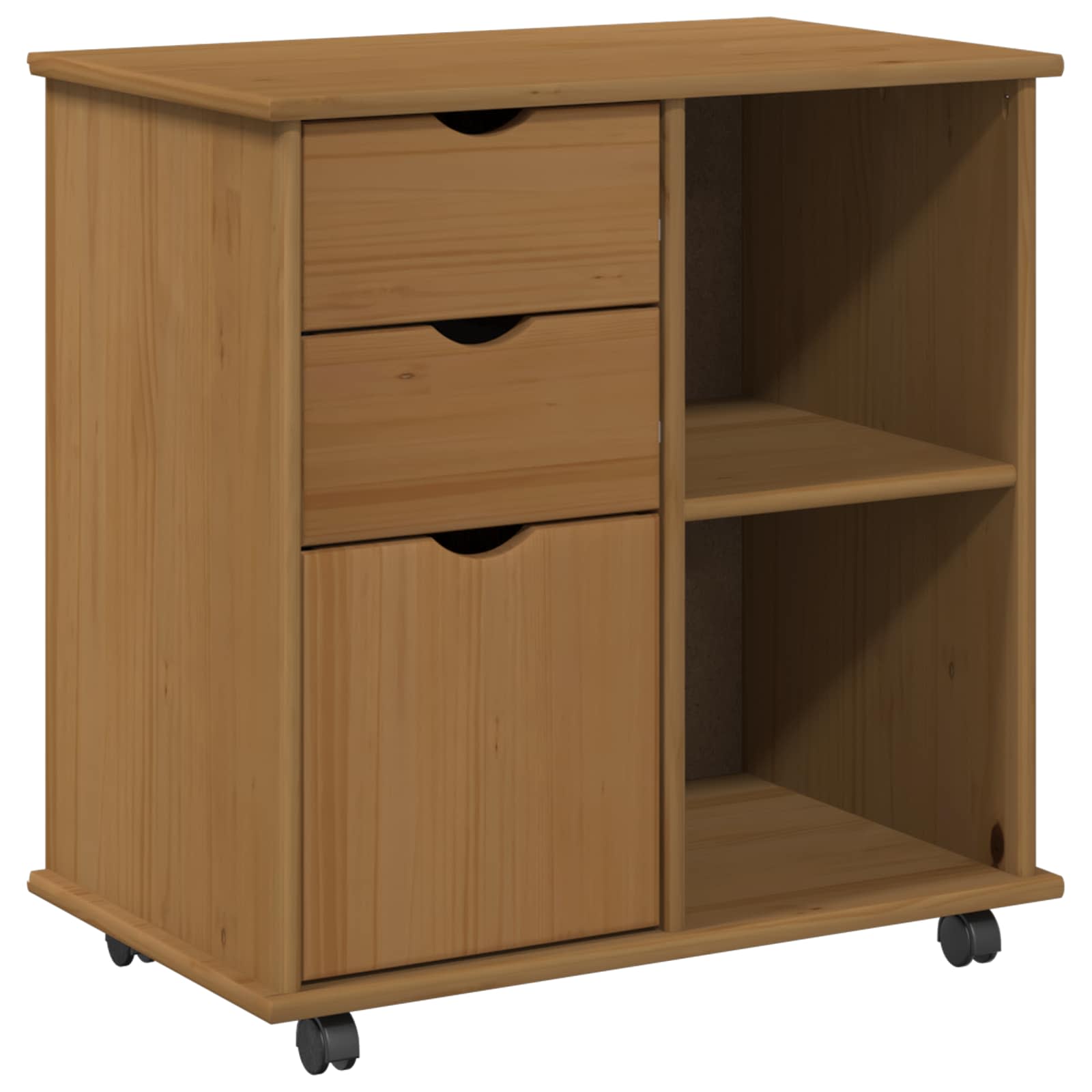 Rollschrank 63,5 x 39 x 65,5 cm Massivholz Kiefer Honigbraun